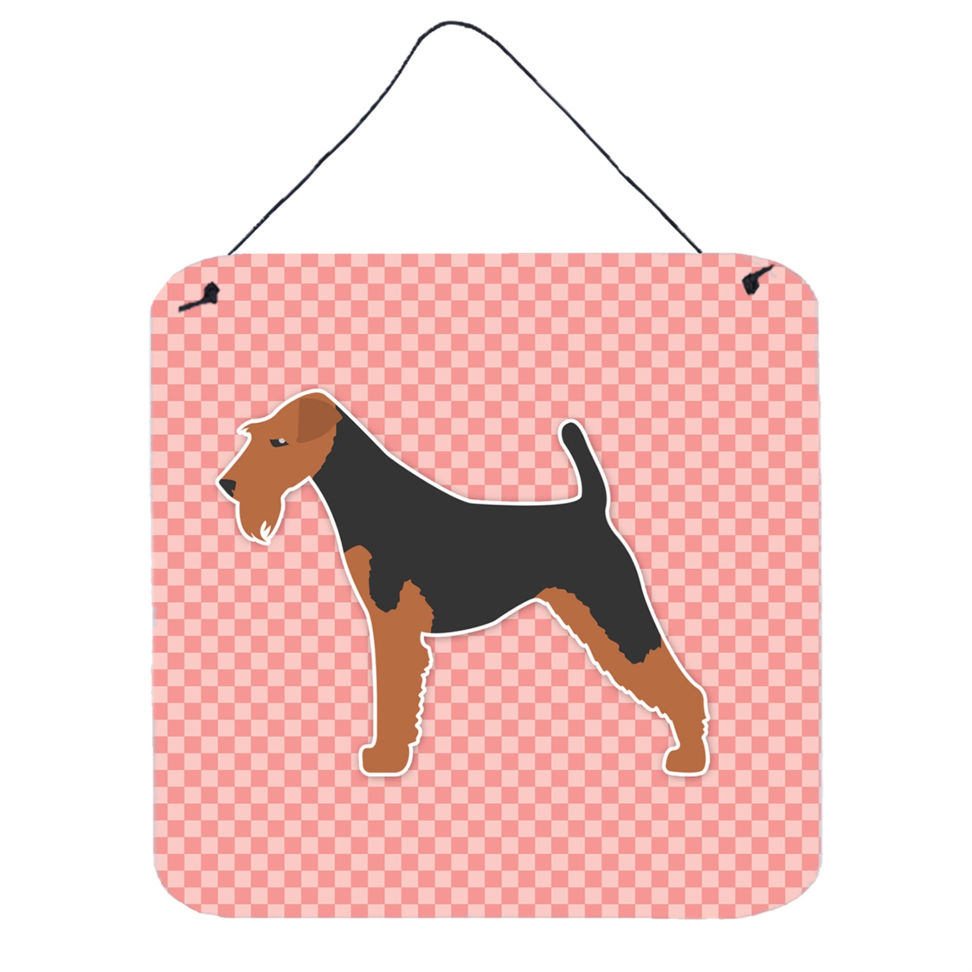 'Caroline'S Treasures Welsh Terrier Checkerboard Pink Wall Or Door Hanging Prints Bb3585Ds66, 6'''' X 6'''', Multicolor''