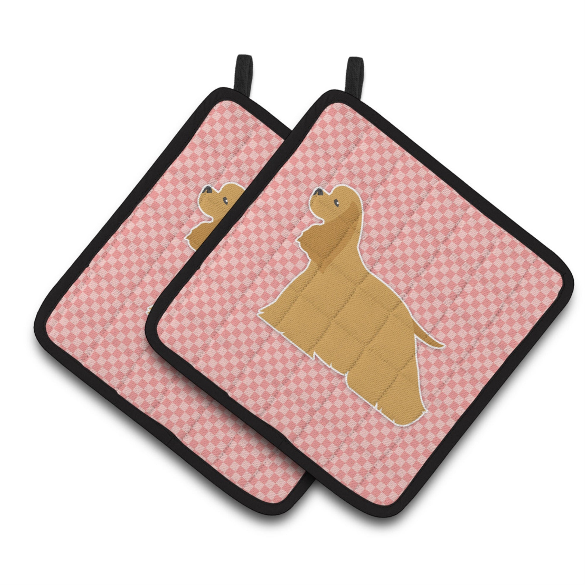 'Caroline'S Treasures Cocker Spaniel Checkerboard Pink Pair Of Pot Holders Bb3586Pthd, 7.5Hx7.5W, Multicolor''
