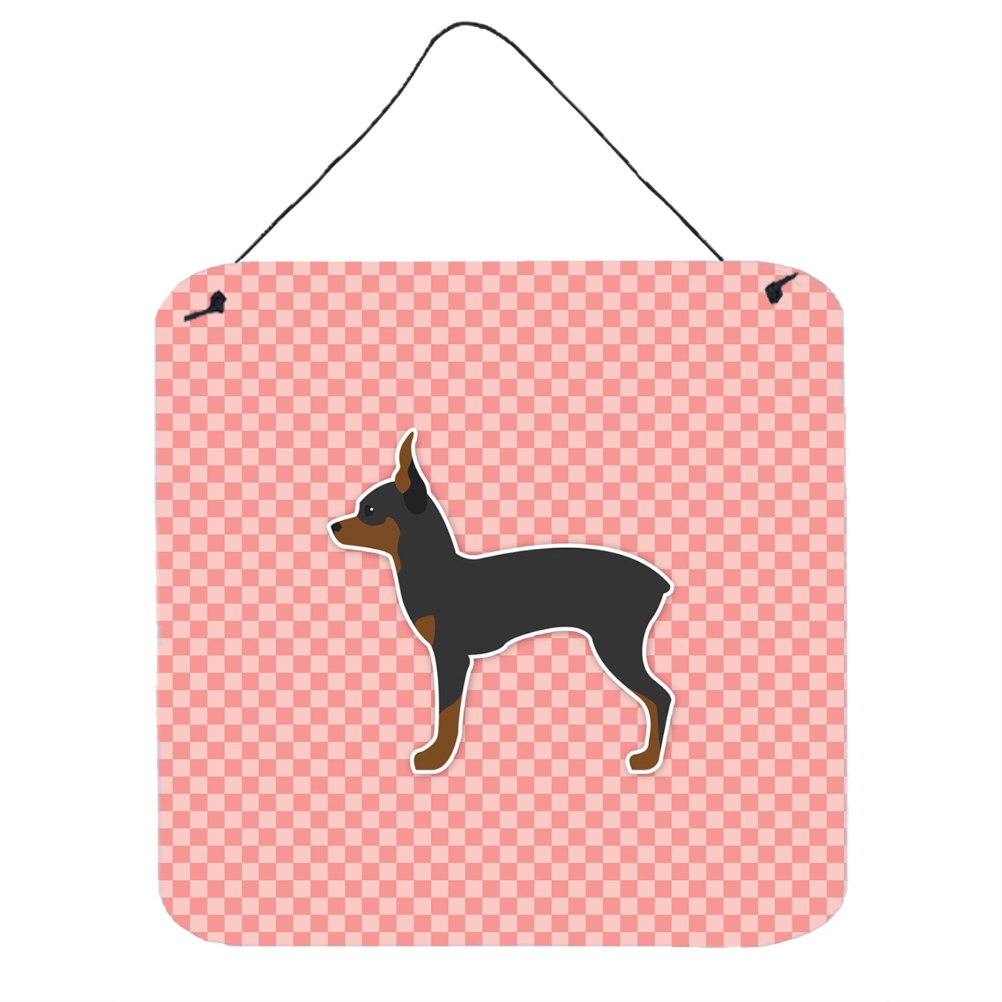 'Caroline'S Treasures Toy Fox Terrier Checkerboard Pink Wall Or Door Hanging Prints Bb3587Ds66, 6'''' X 6'''', Multicolor''
