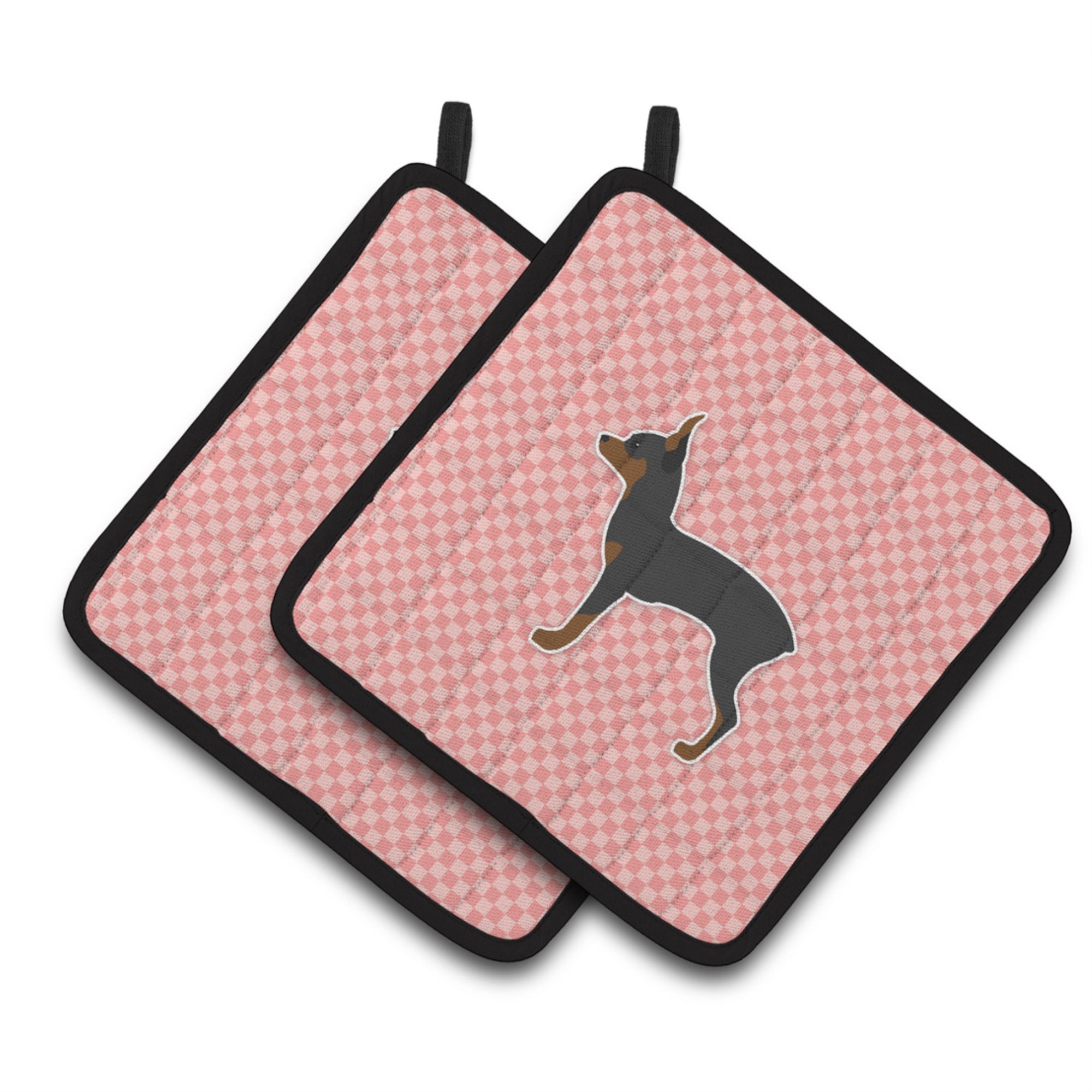 'Caroline'S Treasures Toy Fox Terrier Checkerboard Pink Pair Of Pot Holders Bb3587Pthd, 7.5Hx7.5W, Multicolor''