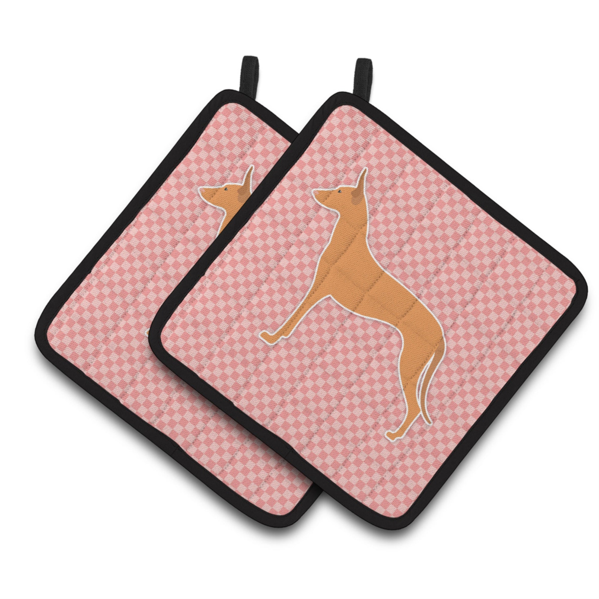 'Caroline'S Treasures Pharaoh Hound Checkerboard Pink Pair Of Pot Holders Bb3588Pthd, 7.5Hx7.5W, Multicolor''