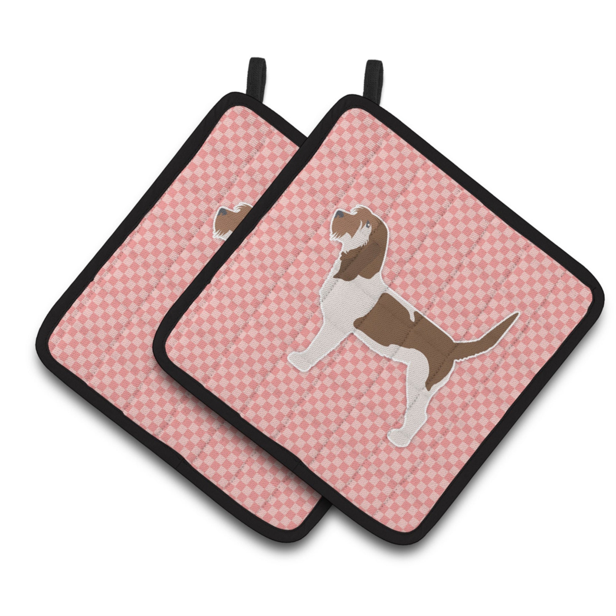 'Caroline'S Treasures Grand Basset Griffon Vendeen Checkerboard Pink Pair Of Pot Holders Bb3590Pthd, 7.5Hx7.5W, Multicolor''