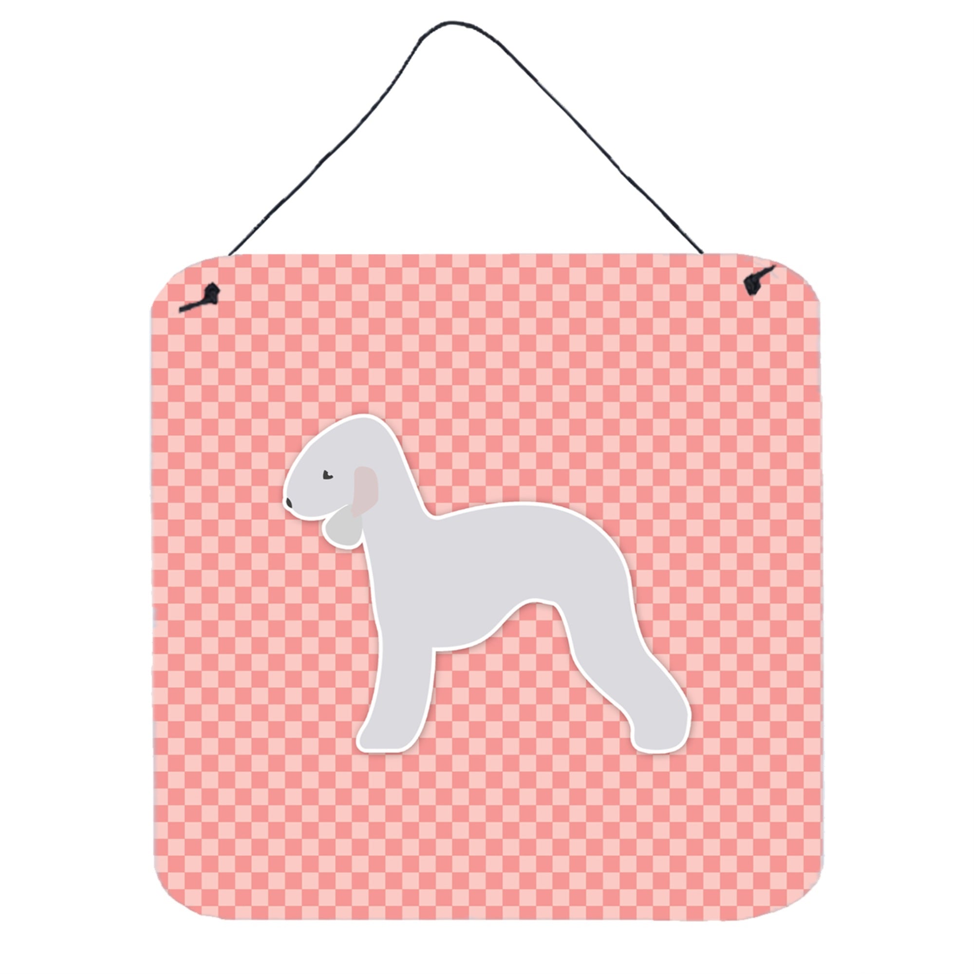 'Caroline'S Treasures Bedlington Terrier Checkerboard Pink Wall Or Door Hanging Prints Bb3594Ds66, 6'''' X 6'''', Multicolor''