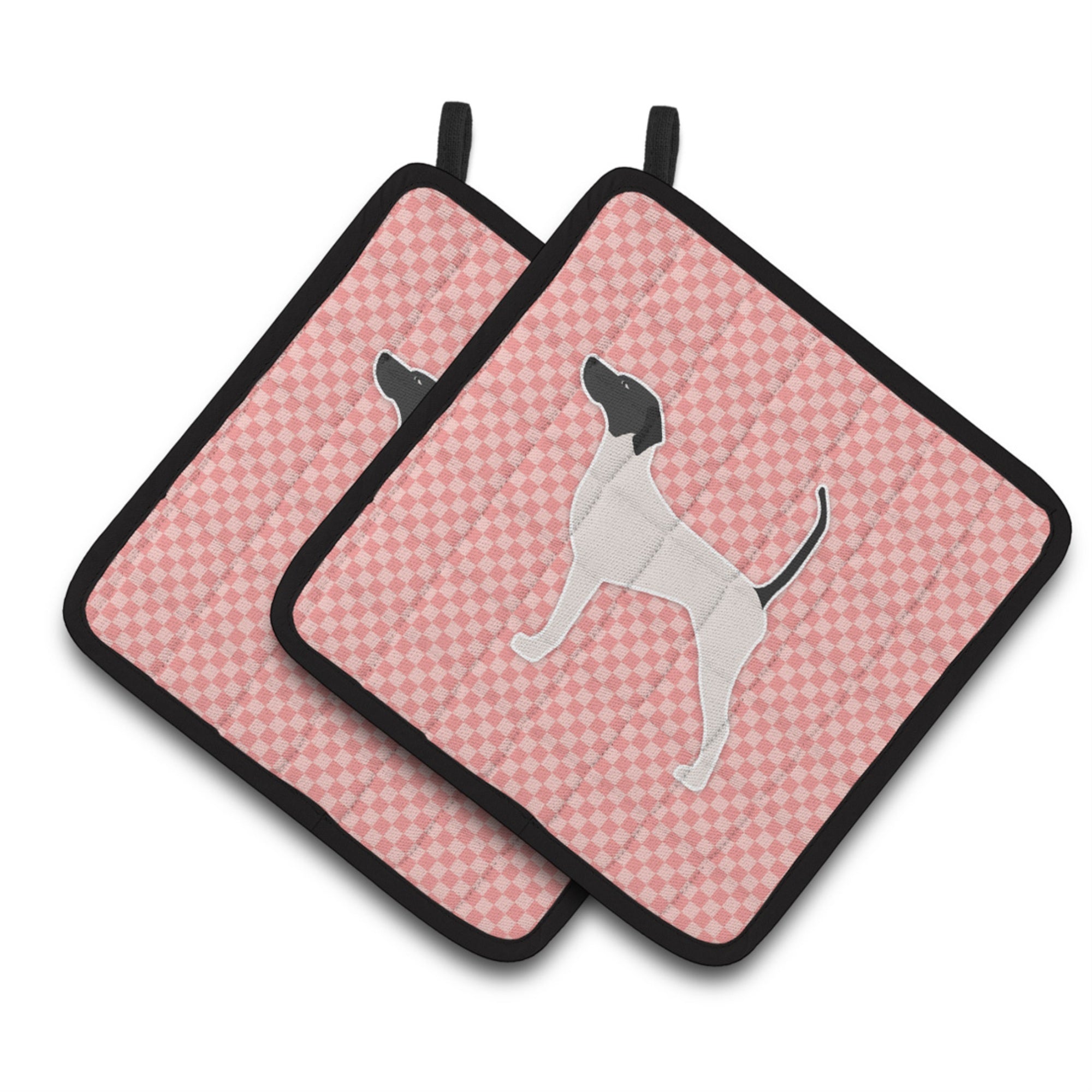 'Caroline'S Treasures English Pointer Checkerboard Pink Pair Of Pot Holders Bb3595Pthd, 7.5Hx7.5W, Multicolor''