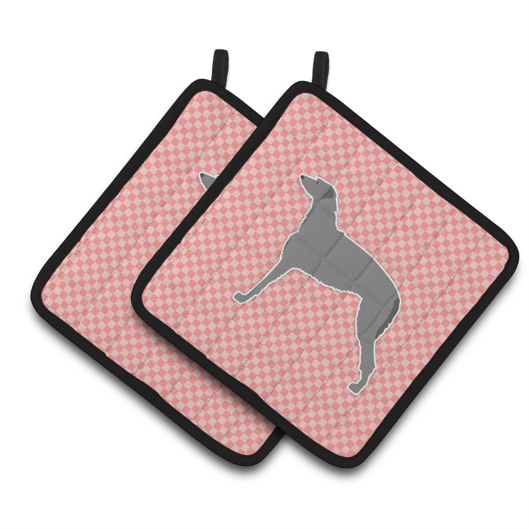 'Caroline'S Treasures Scottish Deerhound Checkerboard Pink Pair Of Pot Holders Bb3596Pthd, 7.5Hx7.5W, Multicolor''