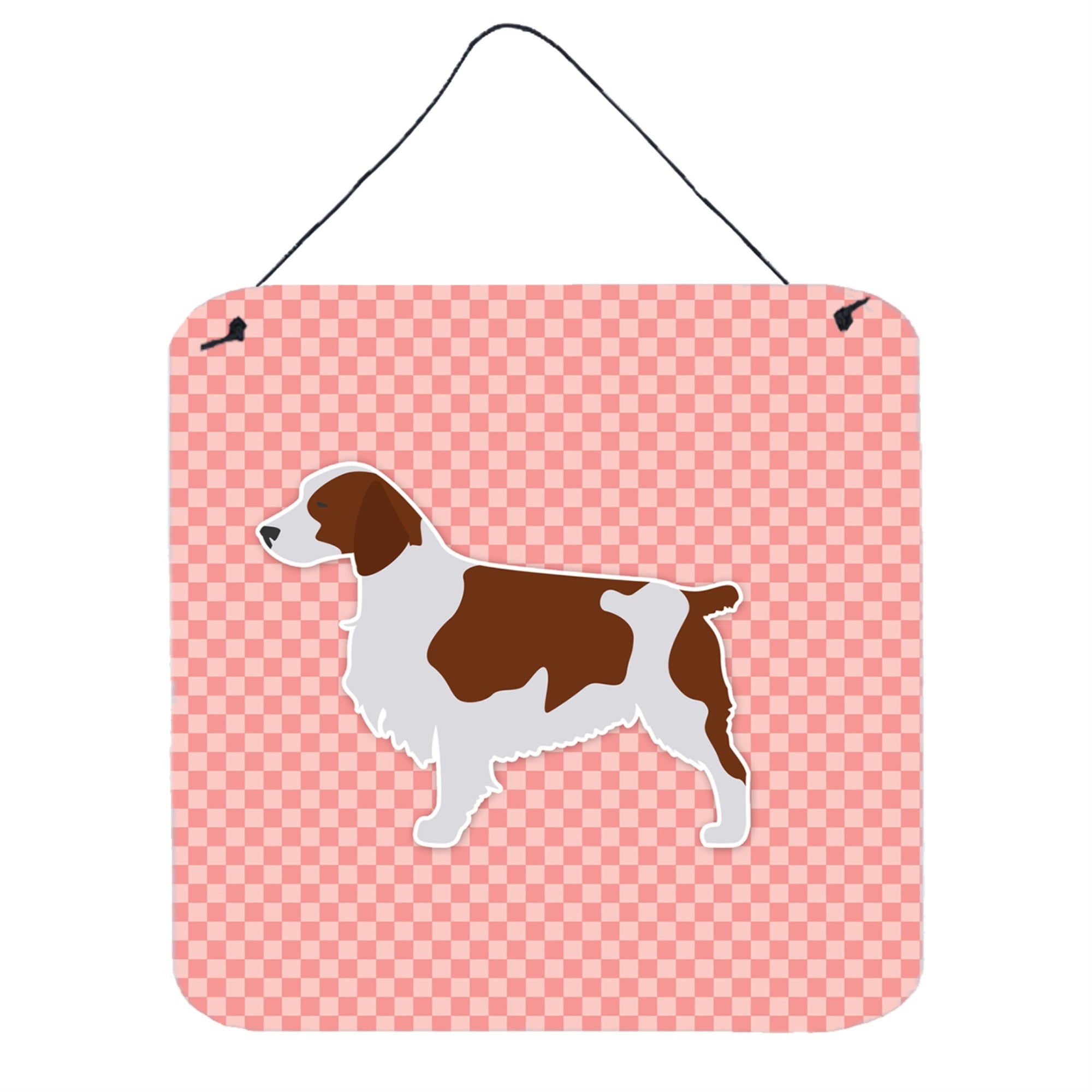 'Caroline'S Treasures Welsh Springer Spaniel Checkerboard Pink Wall Or Door Hanging Prints Bb3600Ds66, 6'''' X 6'''', Multicolo