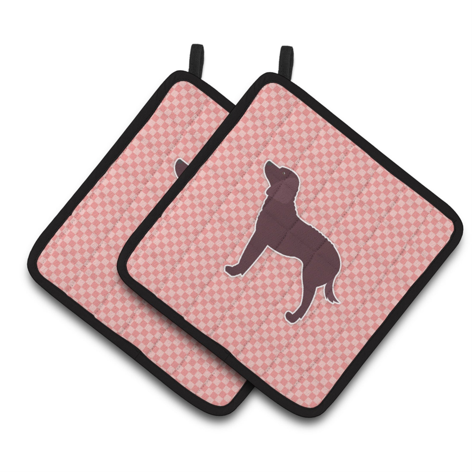 'Caroline'S Treasures American Water Spaniel Checkerboard Pink Pair Of Pot Holders Bb3601Pthd, 7.5Hx7.5W, Multicolor''