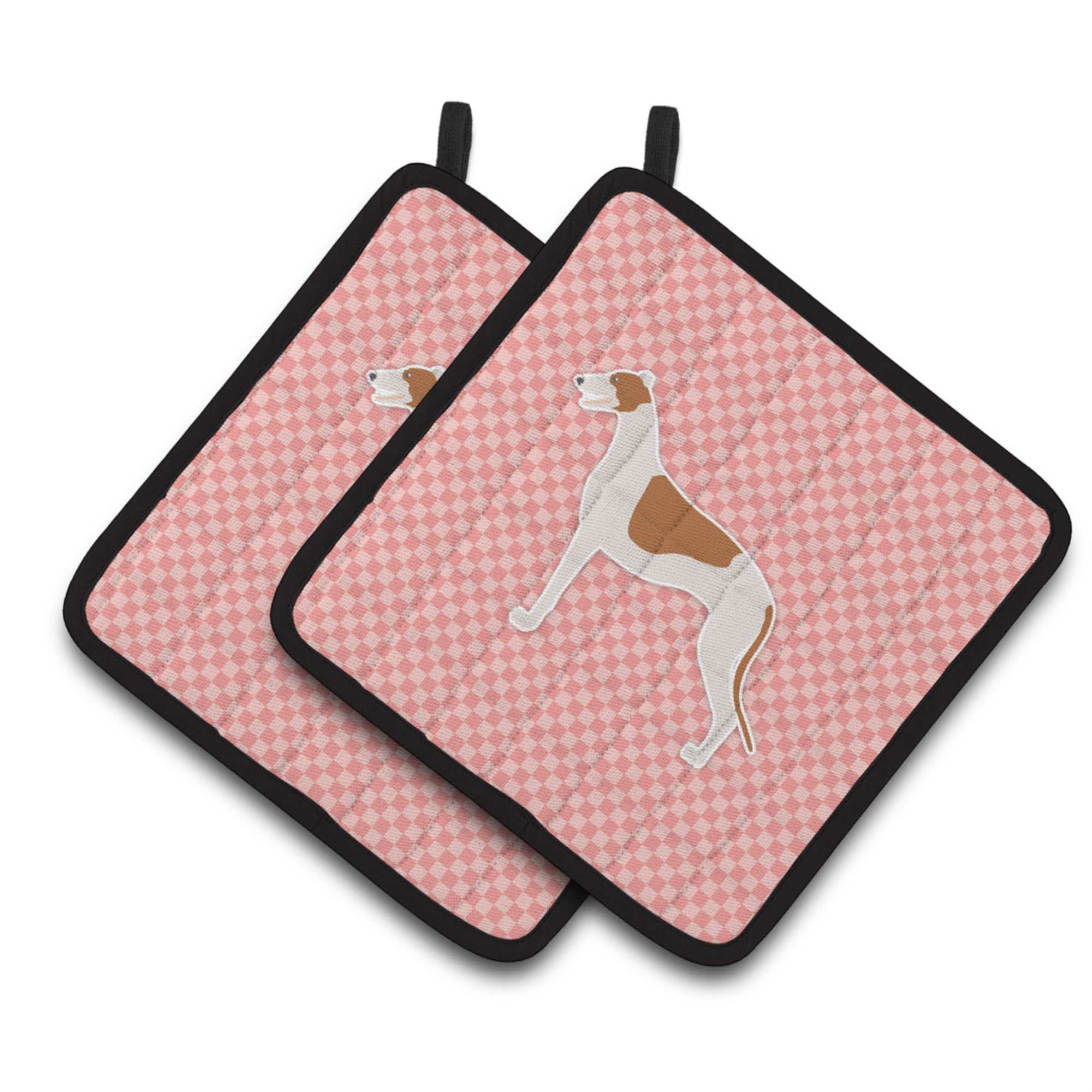 'Caroline'S Treasures Greyhound Checkerboard Pink Pair Of Pot Holders Bb3605Pthd, 7.5Hx7.5W, Multicolor''