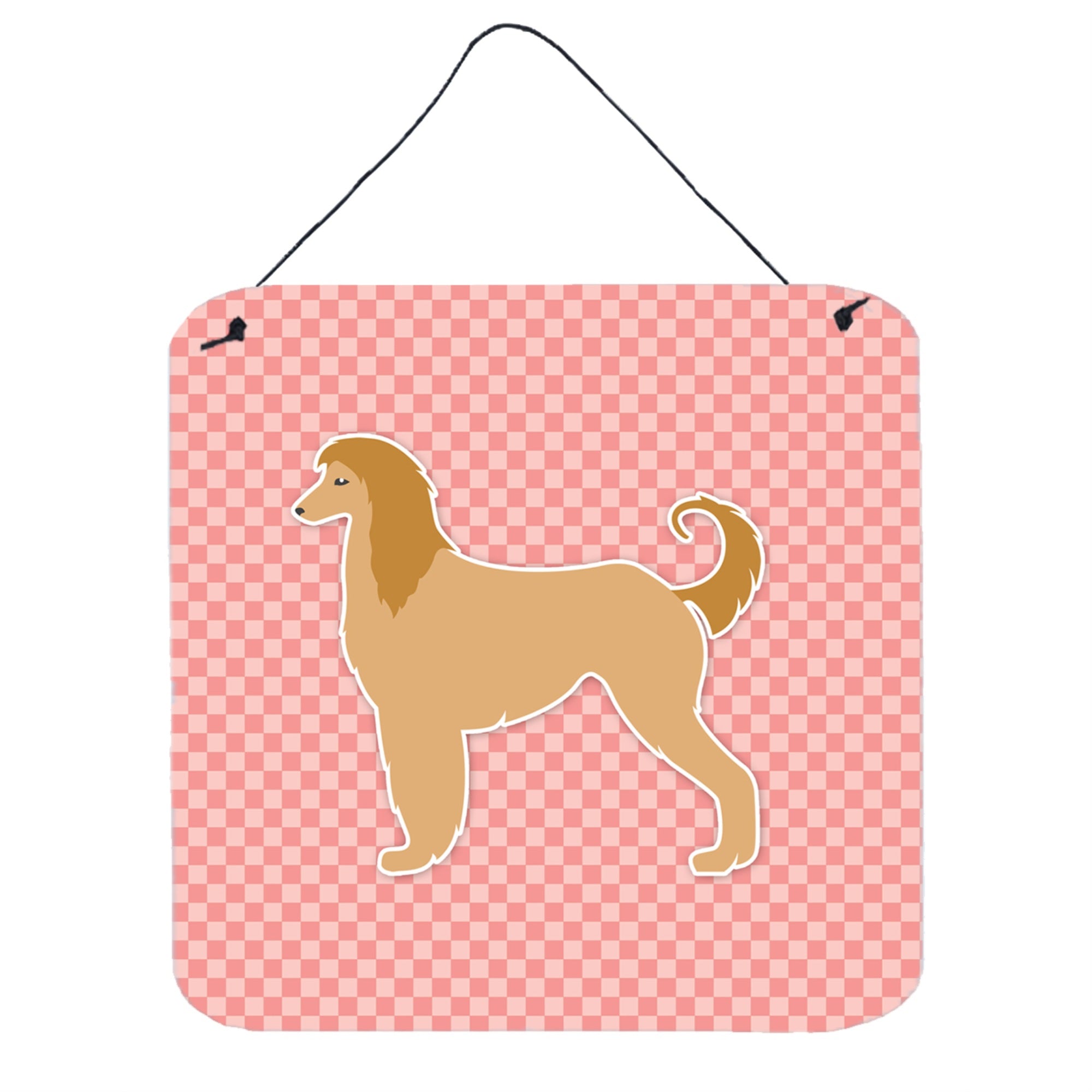 'Caroline'S Treasures Afghan Hound Checkerboard Pink Wall Or Door Hanging Prints Bb3606Ds66, 6'''' X 6'''', Multicolor''