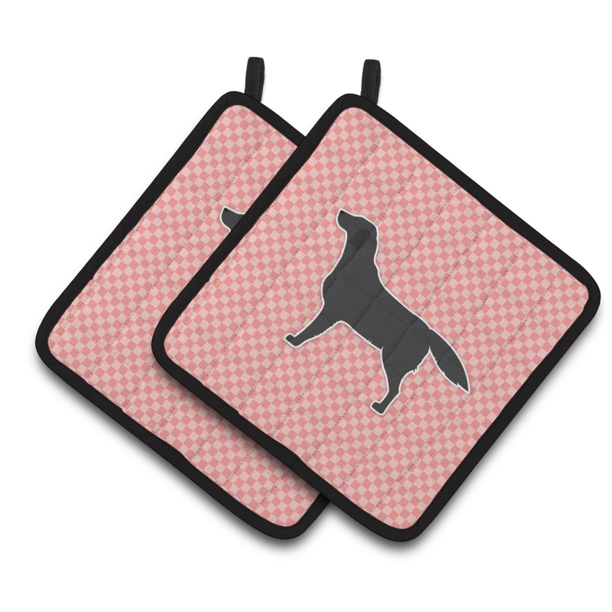 'Caroline'S Treasures Black Labrador Retriever Checkerboard Pink Pair Of Pot Holders Bb3608Pthd, 7.5Hx7.5W, Multicolor''