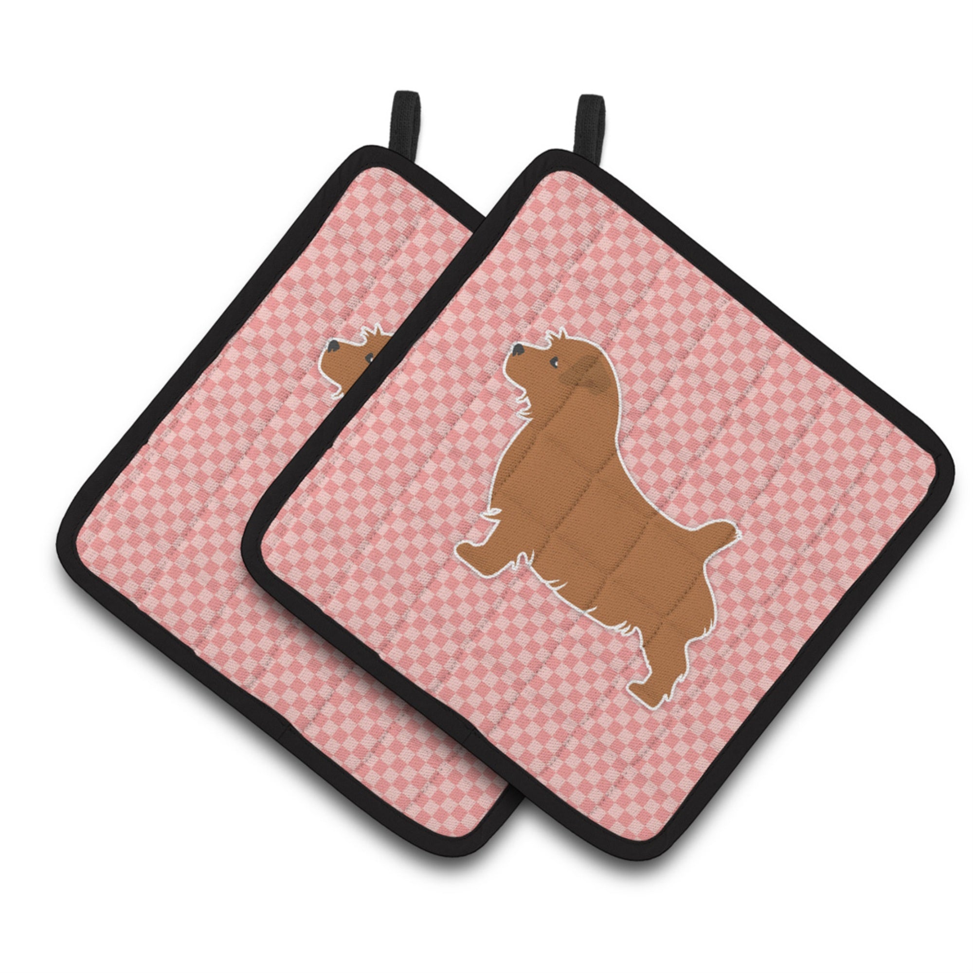 'Caroline'S Treasures Norfolk Terrier Checkerboard Pink Pair Of Pot Holders Bb3609Pthd, 7.5Hx7.5W, Multicolor''
