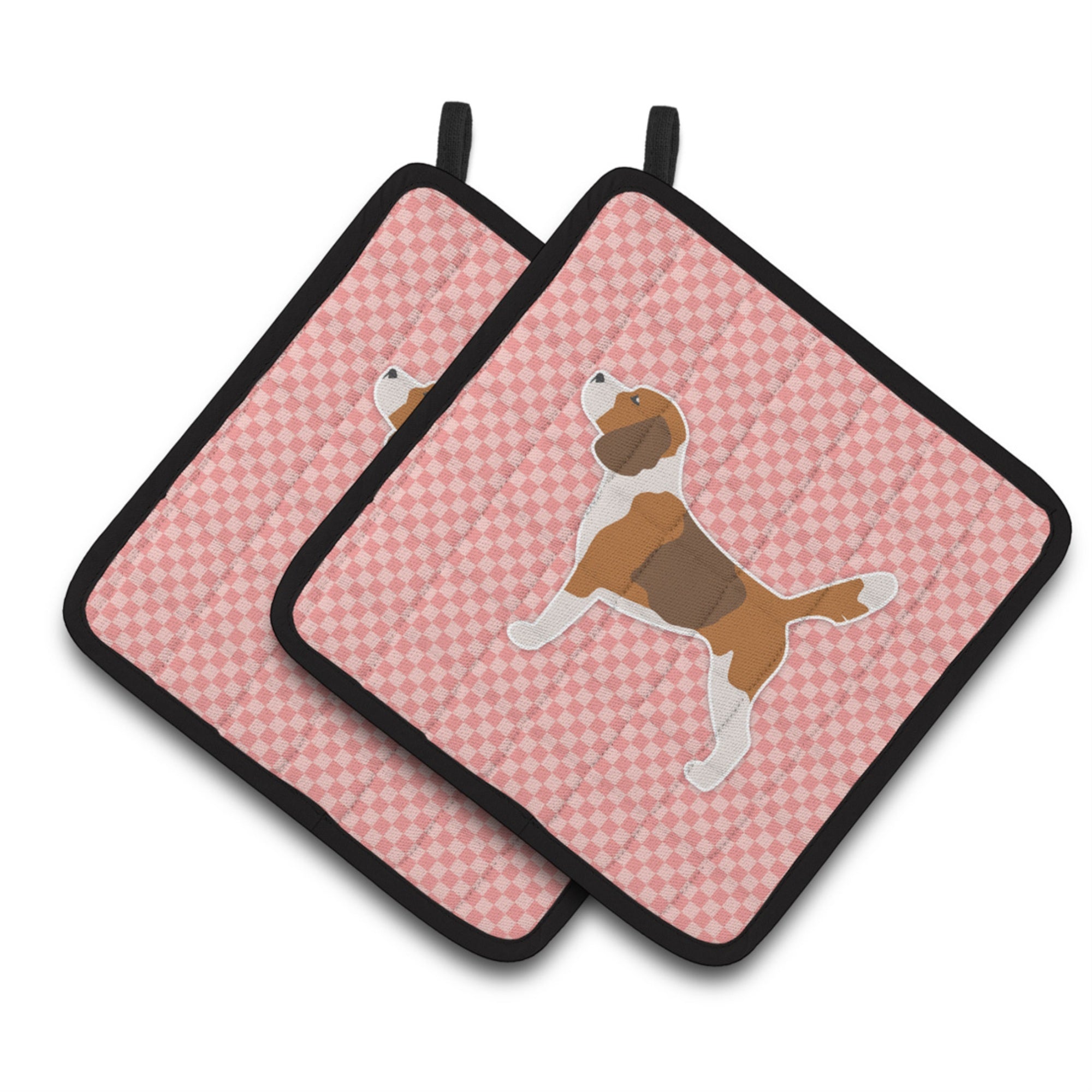 'Caroline'S Treasures Beagle Checkerboard Pink Pair Of Pot Holders Bb3610Pthd, 7.5Hx7.5W, Multicolor''