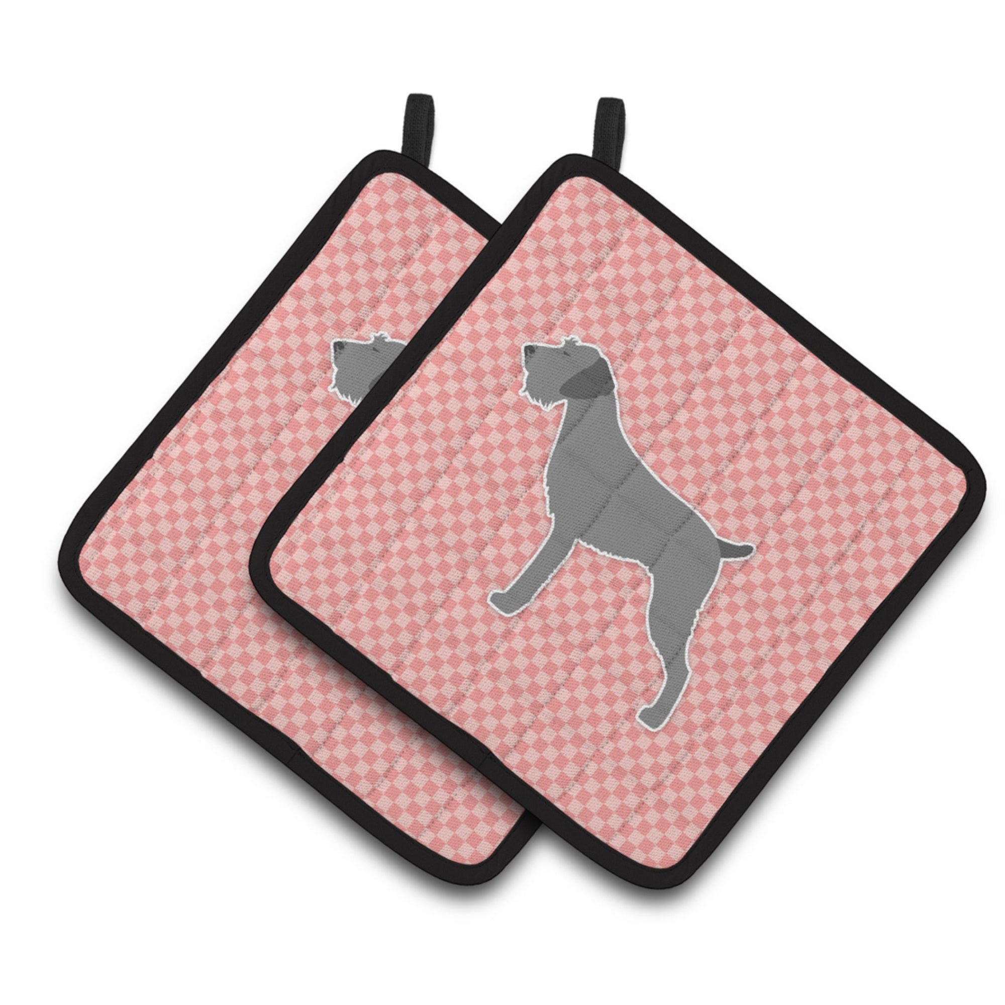 'Caroline'S Treasures German Wirehaired Pointer Checkerboard Pink Pair Of Pot Holders Bb3611Pthd, 7.5Hx7.5W, Multicolor''