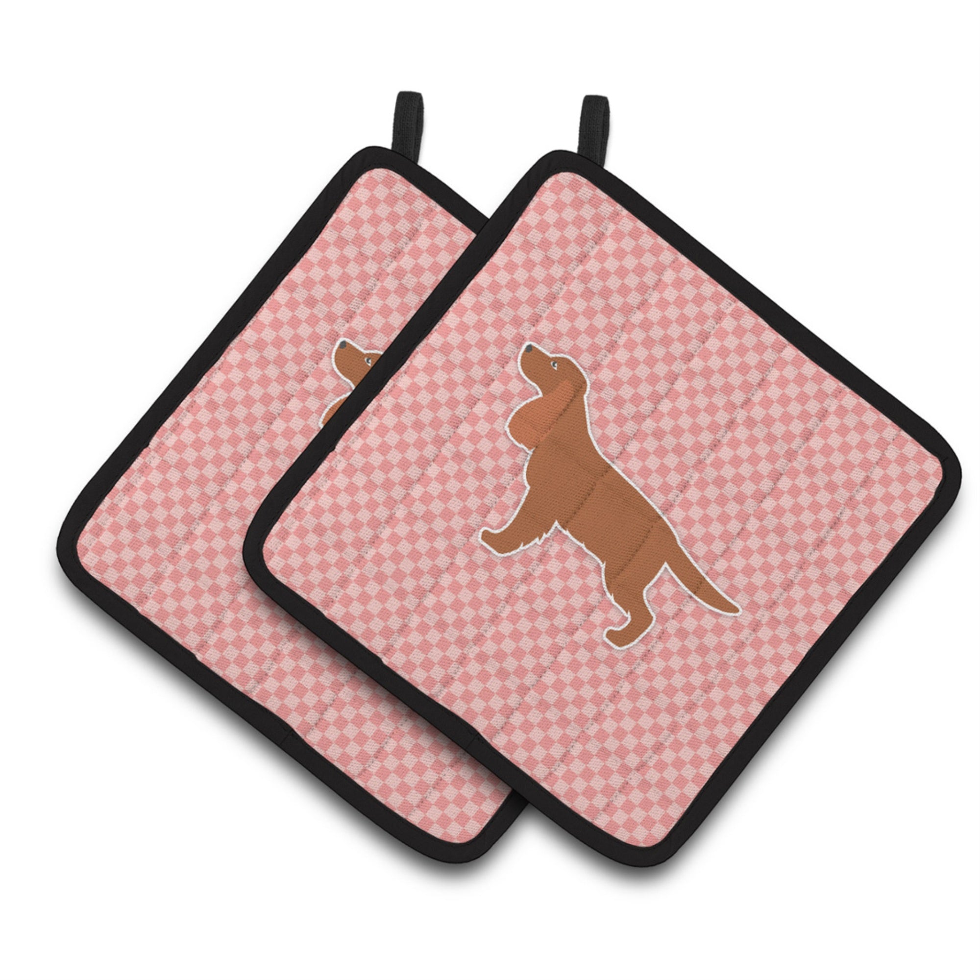 'Caroline'S Treasures English Cocker Spaniel Checkerboard Pink Pair Of Pot Holders Bb3612Pthd, 7.5Hx7.5W, Multicolor''