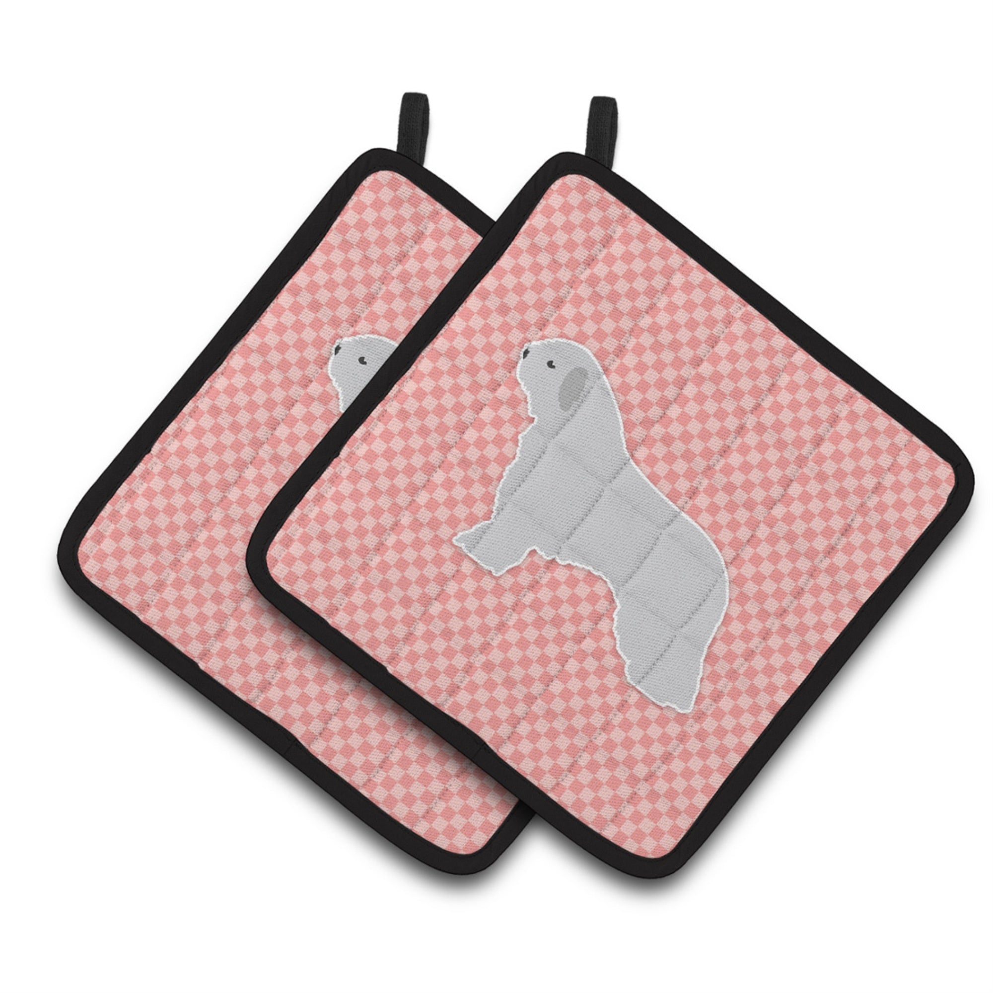 'Caroline'S Treasures Spanish Water Dog Checkerboard Pink Pair Of Pot Holders Bb3615Pthd, 7.5Hx7.5W, Multicolor''