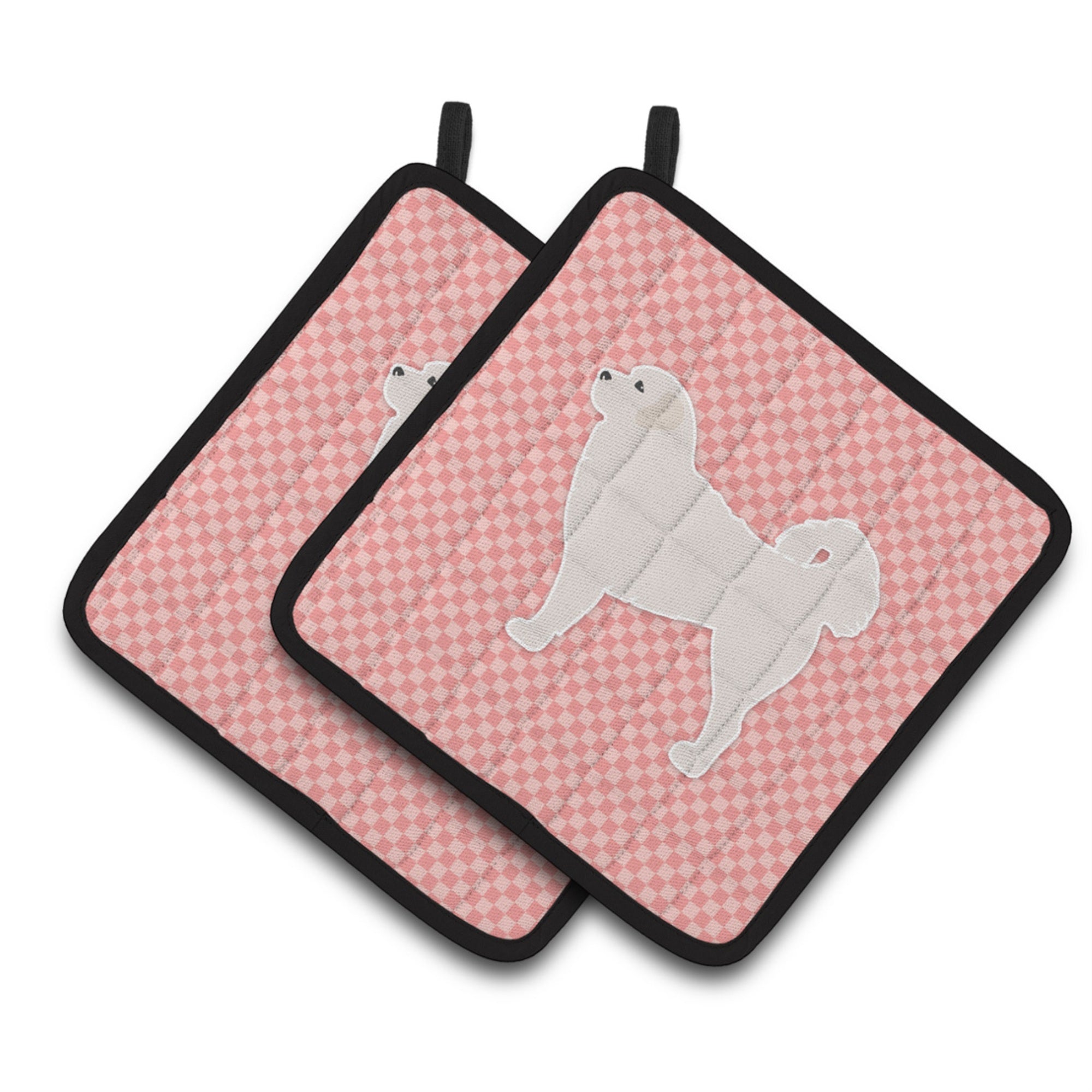 'Caroline'S Treasures Bb3627Pthd Polish Tatra Sheepdog Checkerboard Pink Pair Of Pot Holders, 7.5H'''' X 7.5'''' W, Multicolor'