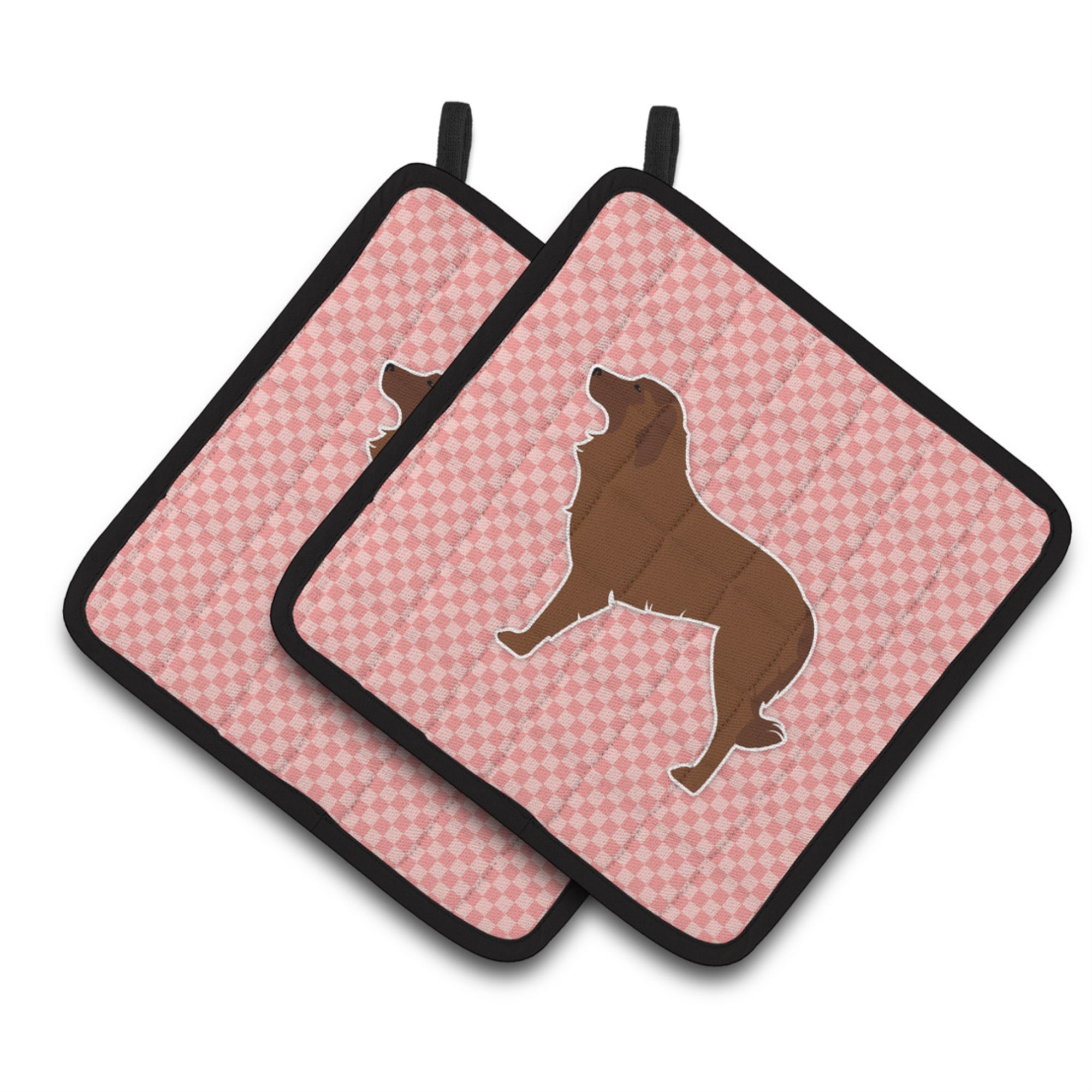 'Caroline'S Treasures Portuguese Sheepdog Dog Checkerboard Pink Pair Of Pot Holders Bb3631Pthd, 7.5Hx7.5W, Multicolor''