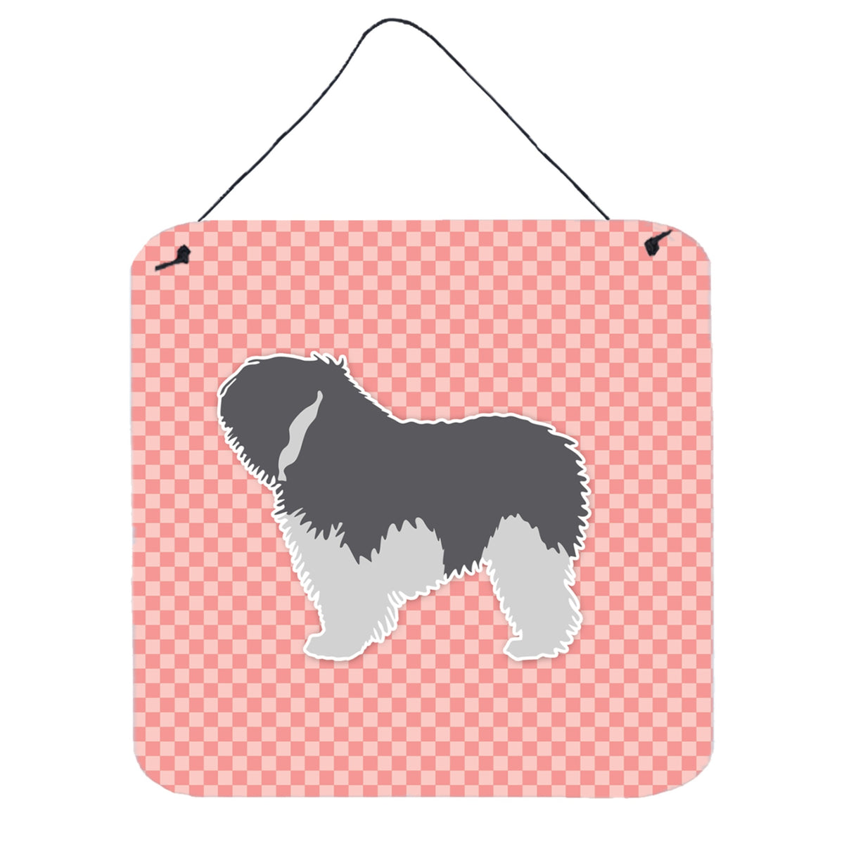 'Caroline'S Treasures Polish Lowland Sheepdog Dog Checkerboard Pink Wall Or Door Hanging Prints Bb3632Ds66, 6'''' X 6'''', Mult