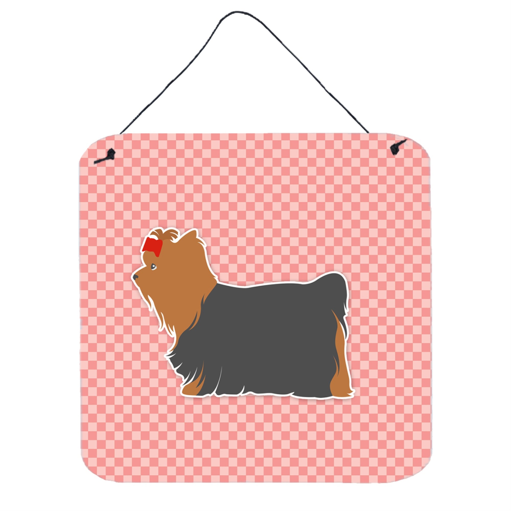'Caroline'S Treasures Yorkshire Terrier Yorkie Checkerboard Pink Wall Or Door Hanging Prints Bb3634Ds66, 6'''' X 6'''', Multico