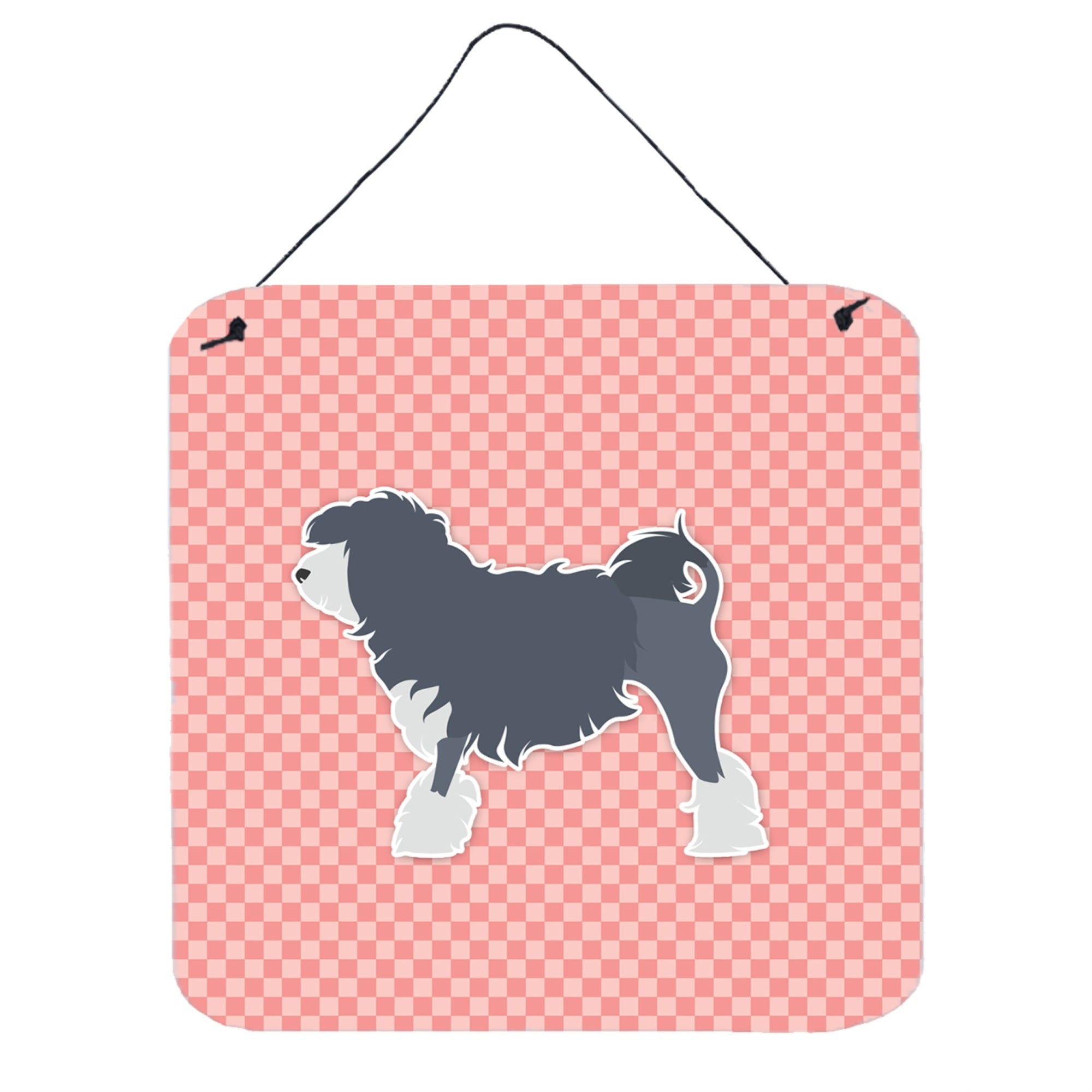 'Caroline'S Treasures Lowchen Checkerboard Pink Wall Or Door Hanging Prints Bb3635Ds66, 6'''' X 6'''', Multicolor''