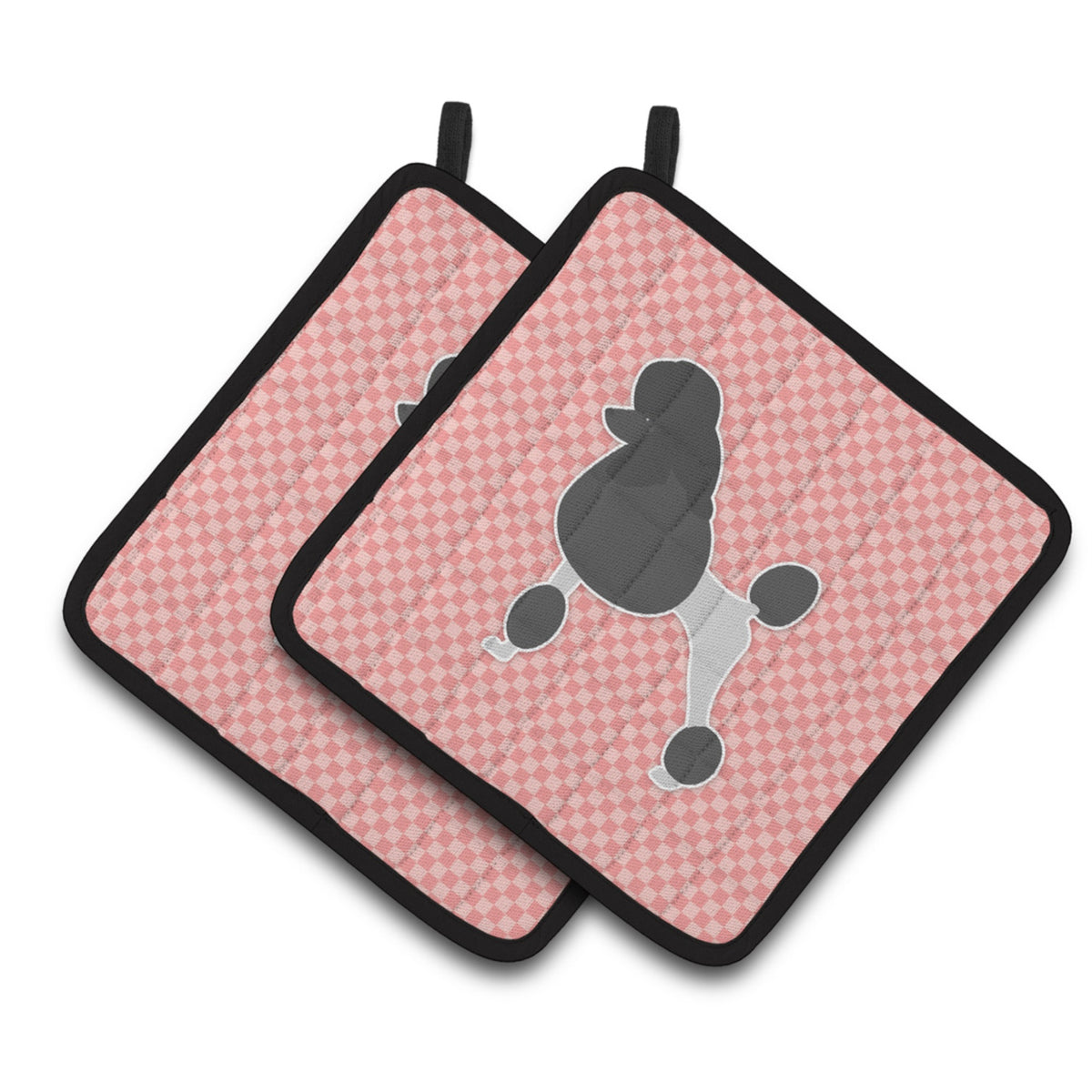 'Caroline'S Treasures Poodle Checkerboard Pink Pair Of Pot Holders Bb3639Pthd, 7.5Hx7.5W, Multicolor''