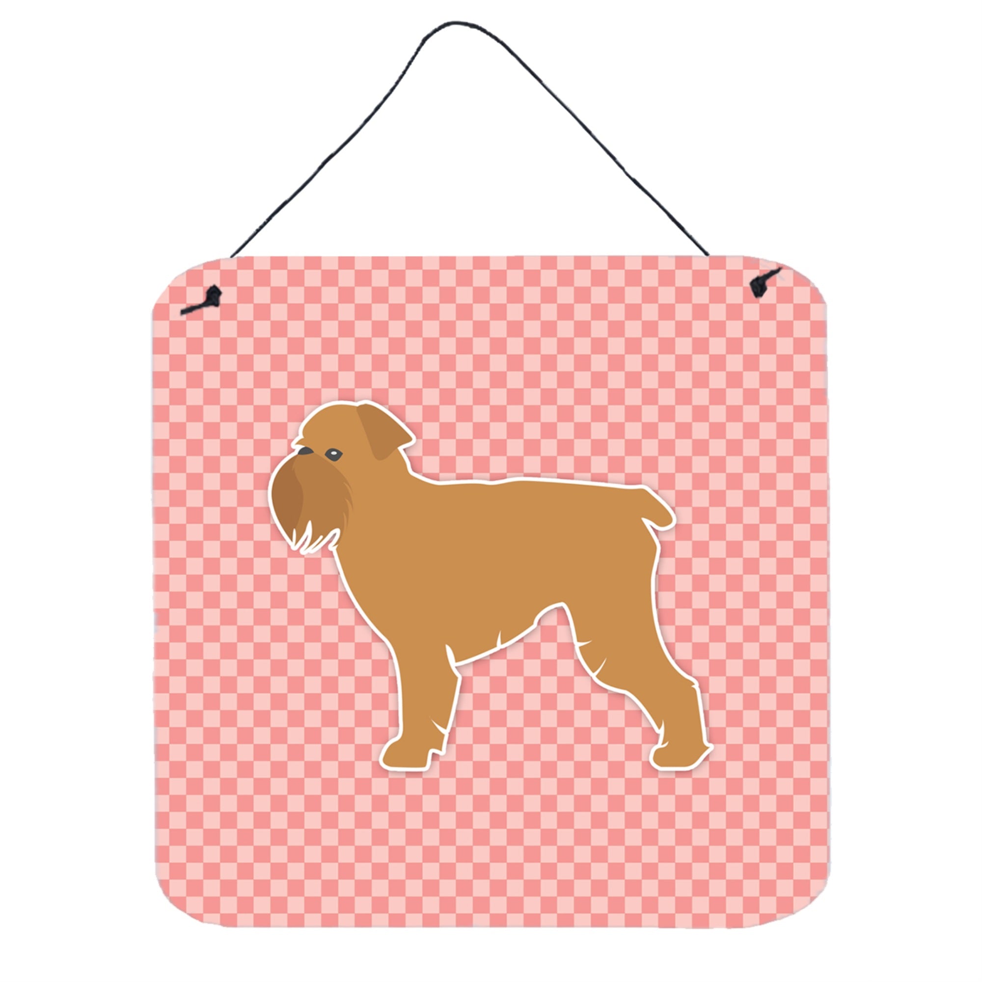 'Caroline'S Treasures Brussels Griffon Checkerboard Pink Wall Or Door Hanging Prints Bb3640Ds66, 6'''' X 6'''', Multicolor''