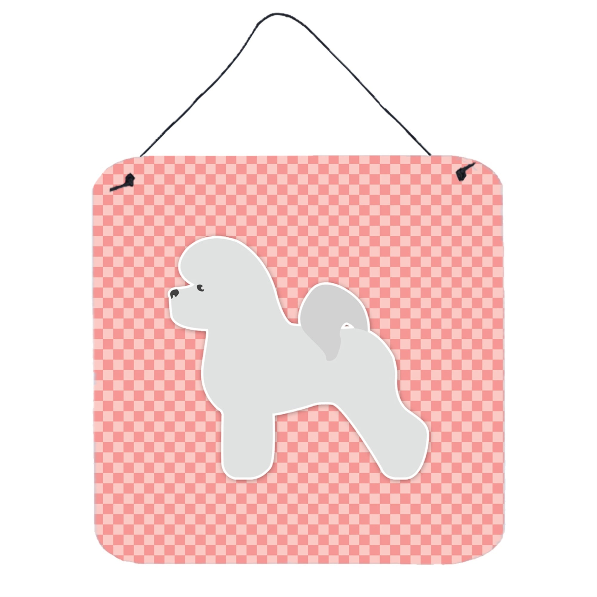 'Caroline'S Treasures Bichon Frise Checkerboard Pink Wall Or Door Hanging Prints Bb3645Ds66, 6'''' X 6'''', Multicolor''