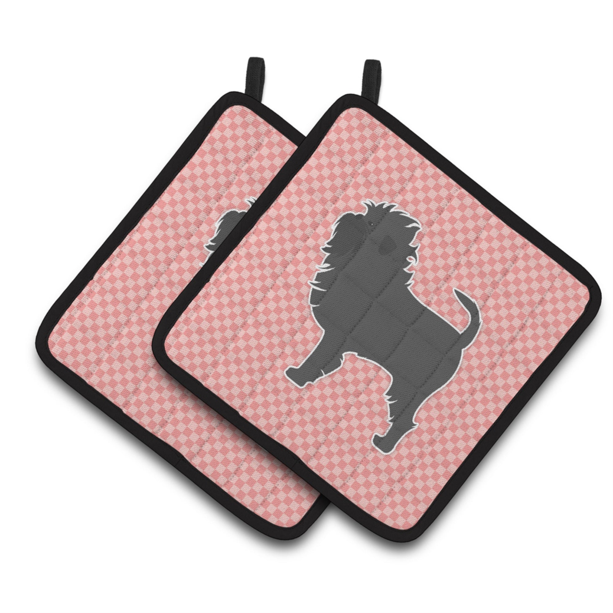 'Caroline'S Treasures Affenpinscher Checkerboard Pink Pair Of Pot Holders Bb3648Pthd, 7.5Hx7.5W, Multicolor''