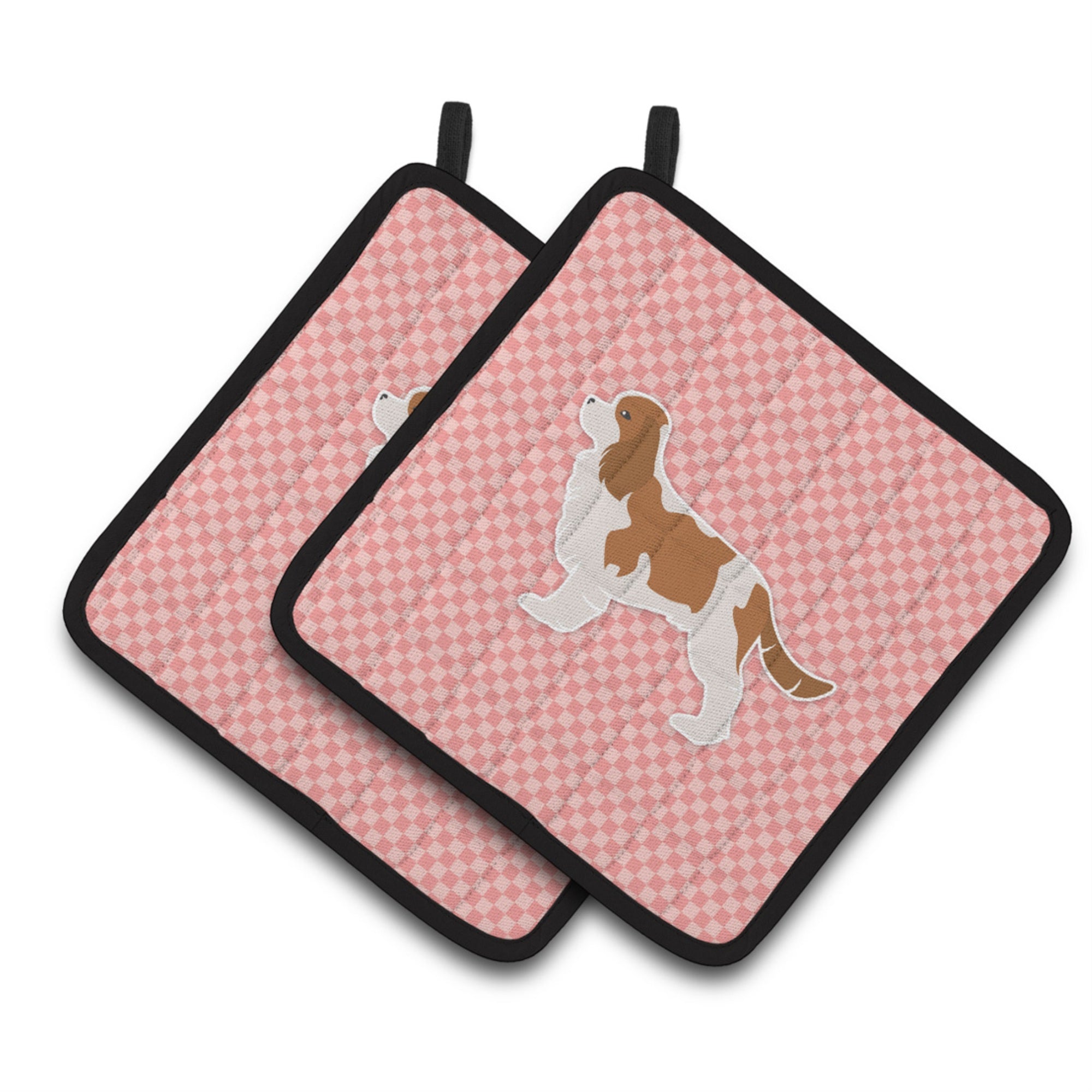 'Caroline'S Treasures Cavalier King Charles Spaniel Checkerboard Pink Pair Of Pot Holders Bb3649Pthd, 7.5Hx7.5W, Multicolor''