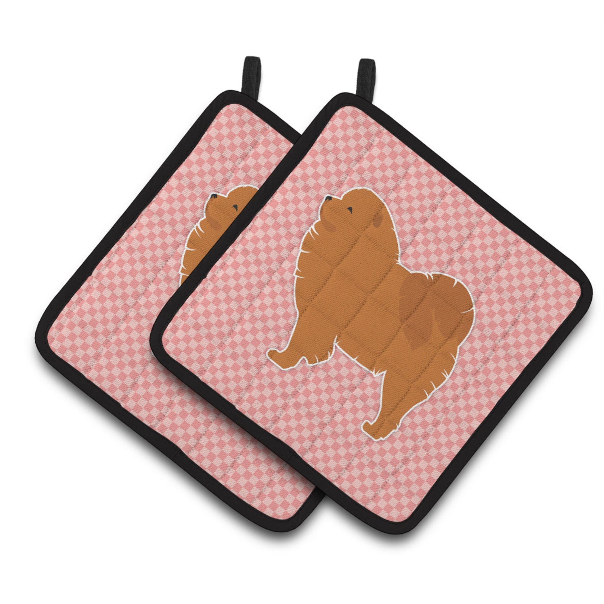 'Caroline'S Treasures Chow Checkerboard Pink Pair Of Pot Holders Bb3651Pthd, 7.5Hx7.5W, Multicolor''