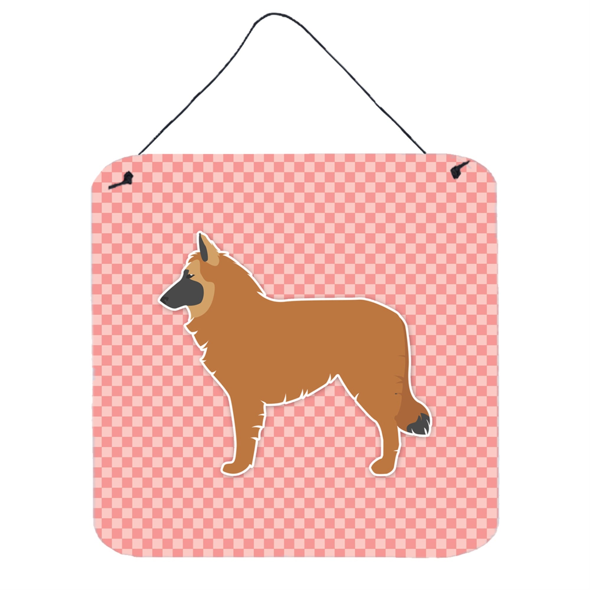 'Caroline'S Treasures Belgian Shepherd Checkerboard Pink Wall Or Door Hanging Prints Bb3661Ds66, 6'''' X 6'''', Multicolor''