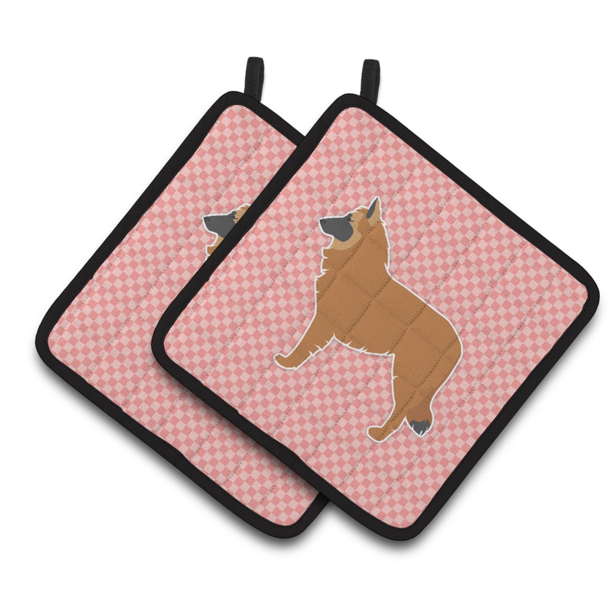 'Caroline'S Treasures Belgian Shepherd Checkerboard Pink Pair Of Pot Holders Bb3661Pthd, 7.5Hx7.5W, Multicolor''