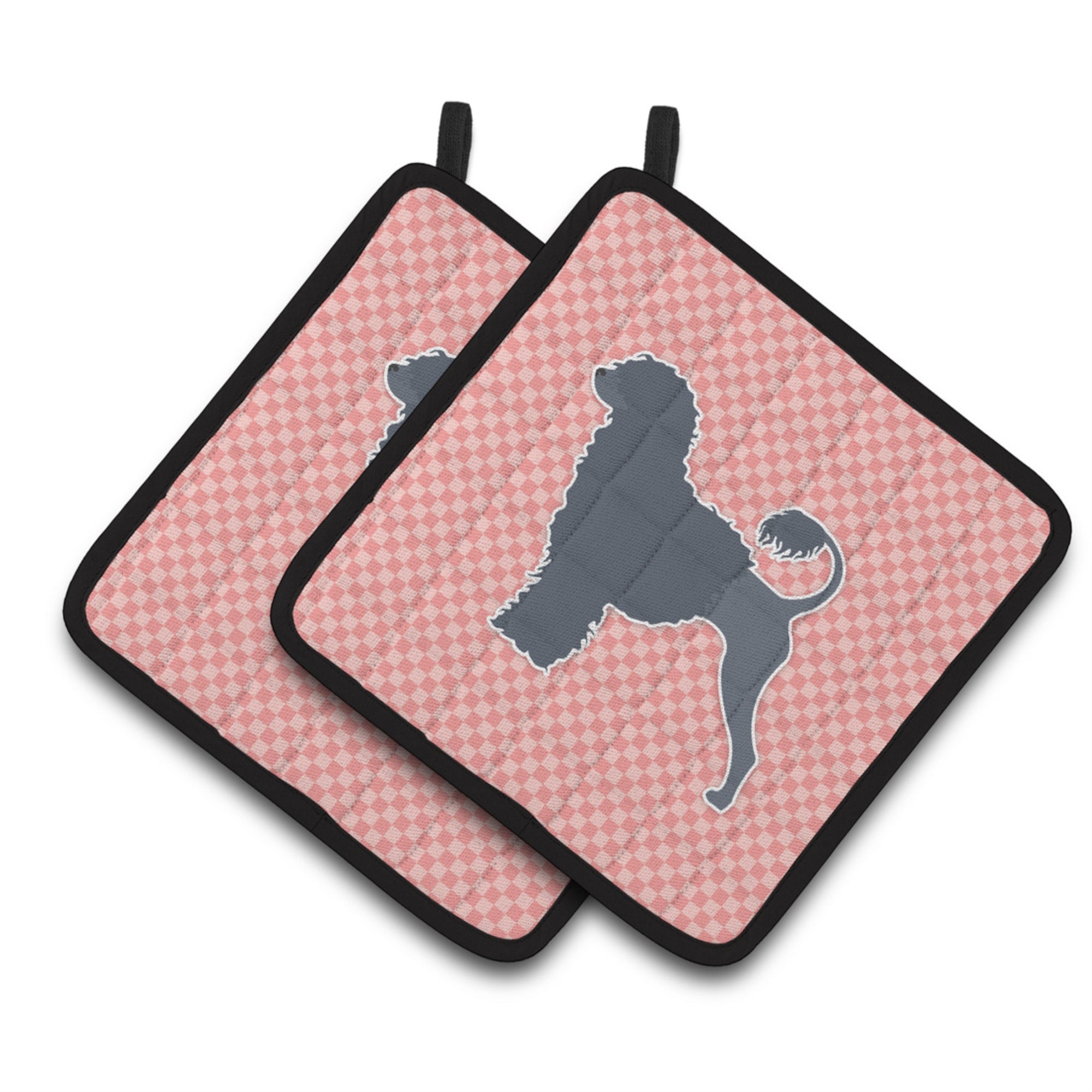 'Caroline'S Treasures Portuguese Water Dog Checkerboard Pink Pair Of Pot Holders Bb3668Pthd, 7.5Hx7.5W, Multicolor''