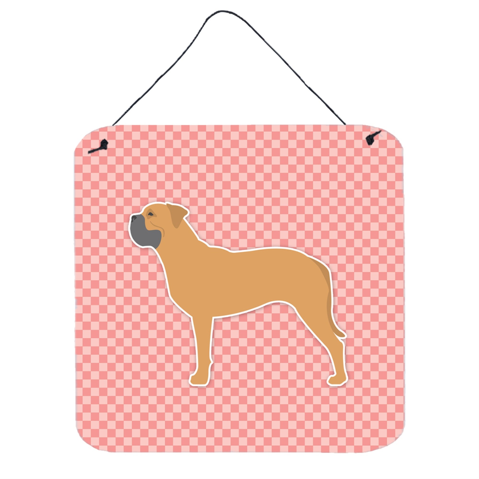 'Caroline'S Treasures Bullmastiff Checkerboard Pink Wall Or Door Hanging Prints Bb3671Ds66, 6'''' X 6'''', Multicolor''