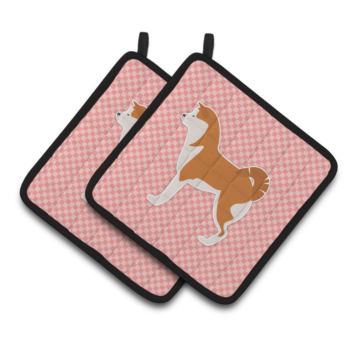 'Caroline'S Treasures Akita Checkerboard Pink Pair Of Pot Holders Bb3672Pthd, 7.5Hx7.5W, Multicolor''