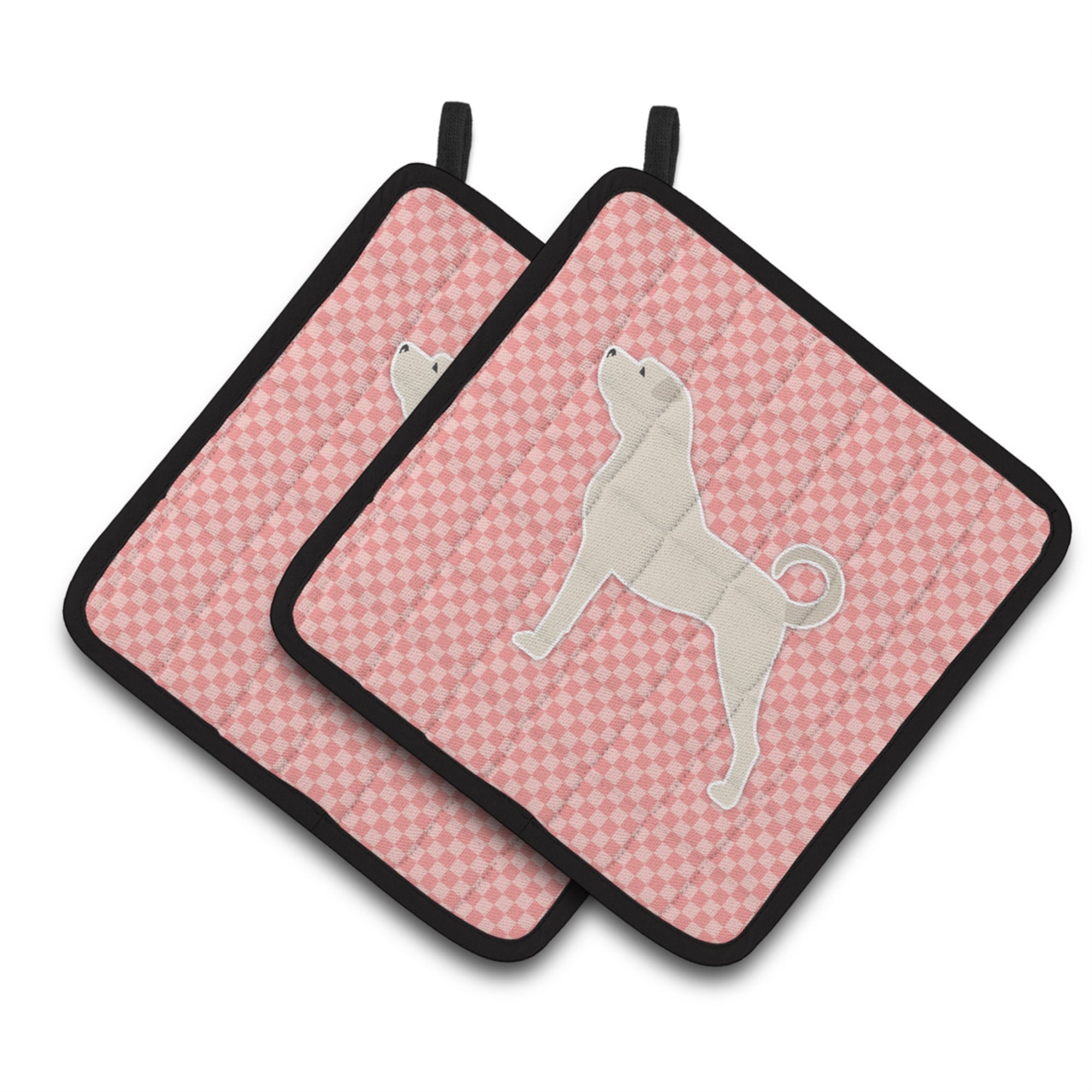 'Caroline'S Treasures Anatolian Shepherd Checkerboard Pink Pair Of Pot Holders Bb3677Pthd, 7.5Hx7.5W, Multicolor''