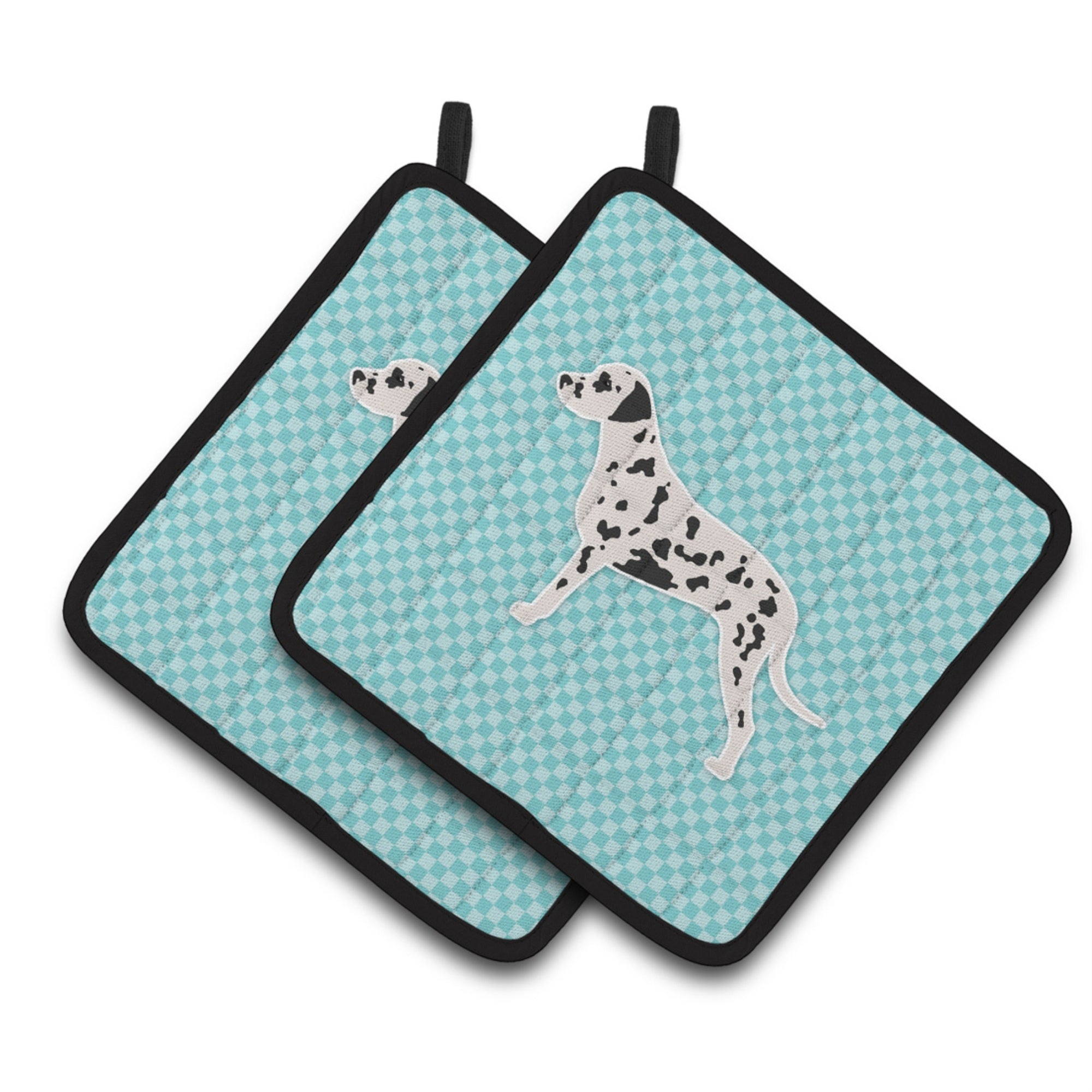 'Caroline'S Treasures Dalmatian Checkerboard Blue Pair Of Pot Holders Bb3683Pthd, 7.5Hx7.5W, Multicolor''