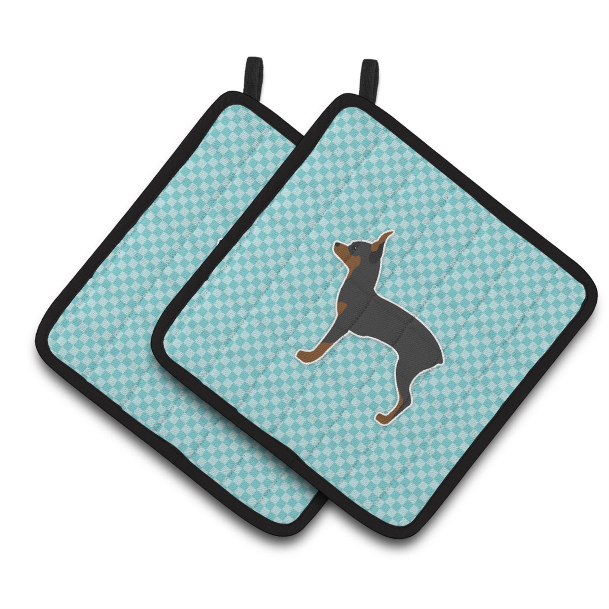 'Caroline'S Treasures Toy Fox Terrier Checkerboard Blue Pair Of Pot Holders Bb3687Pthd, 7.5Hx7.5W, Multicolor''
