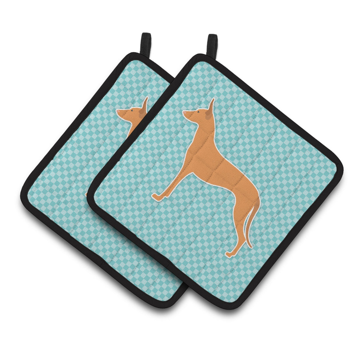 'Caroline'S Treasures Pharaoh Hound Checkerboard Blue Pair Of Pot Holders Bb3688Pthd, 7.5Hx7.5W, Multicolor''