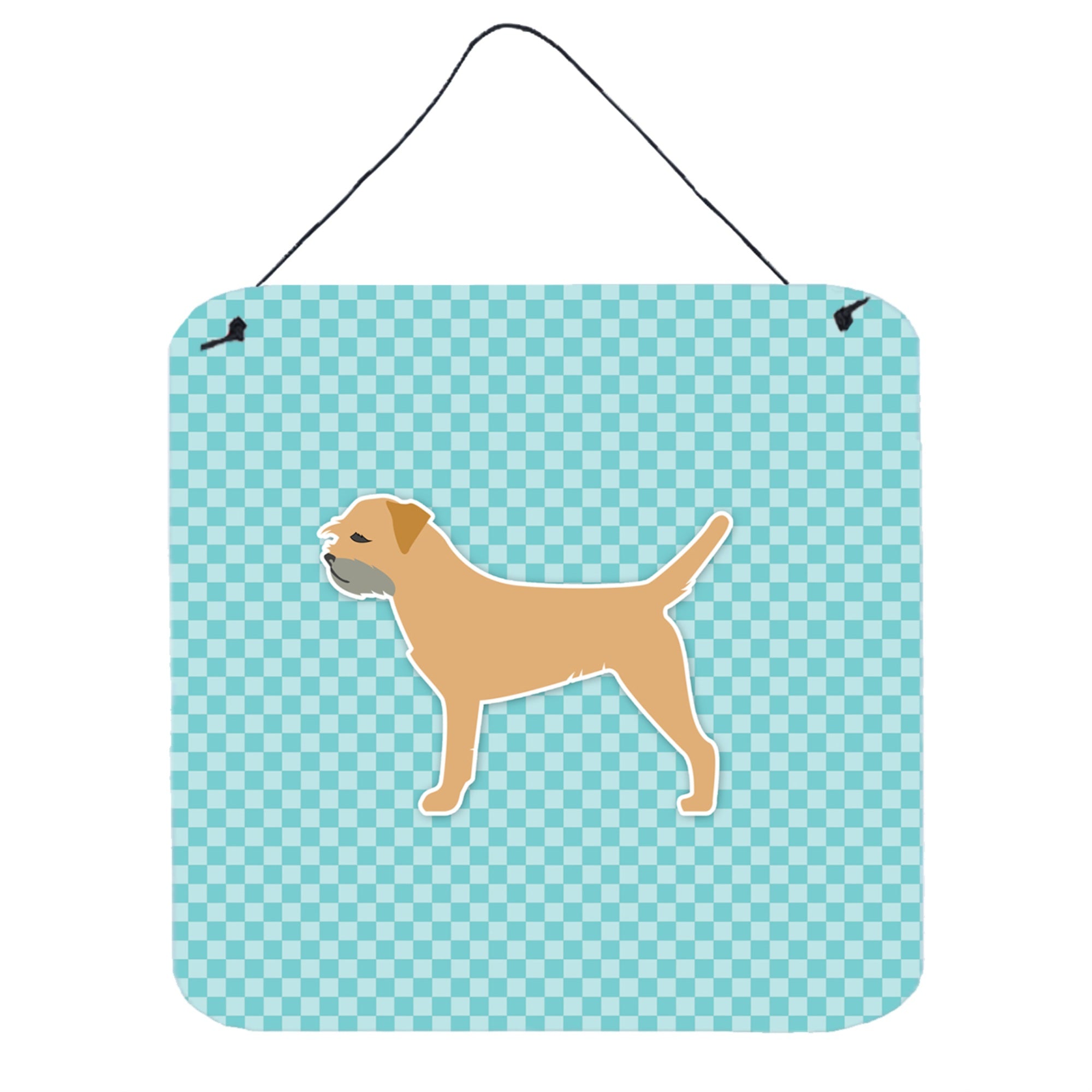'Caroline'S Treasures Border Terrier Checkerboard Blue Wall Or Door Hanging Prints Bb3689Ds66, 6'''' X 6'''', Multicolor''