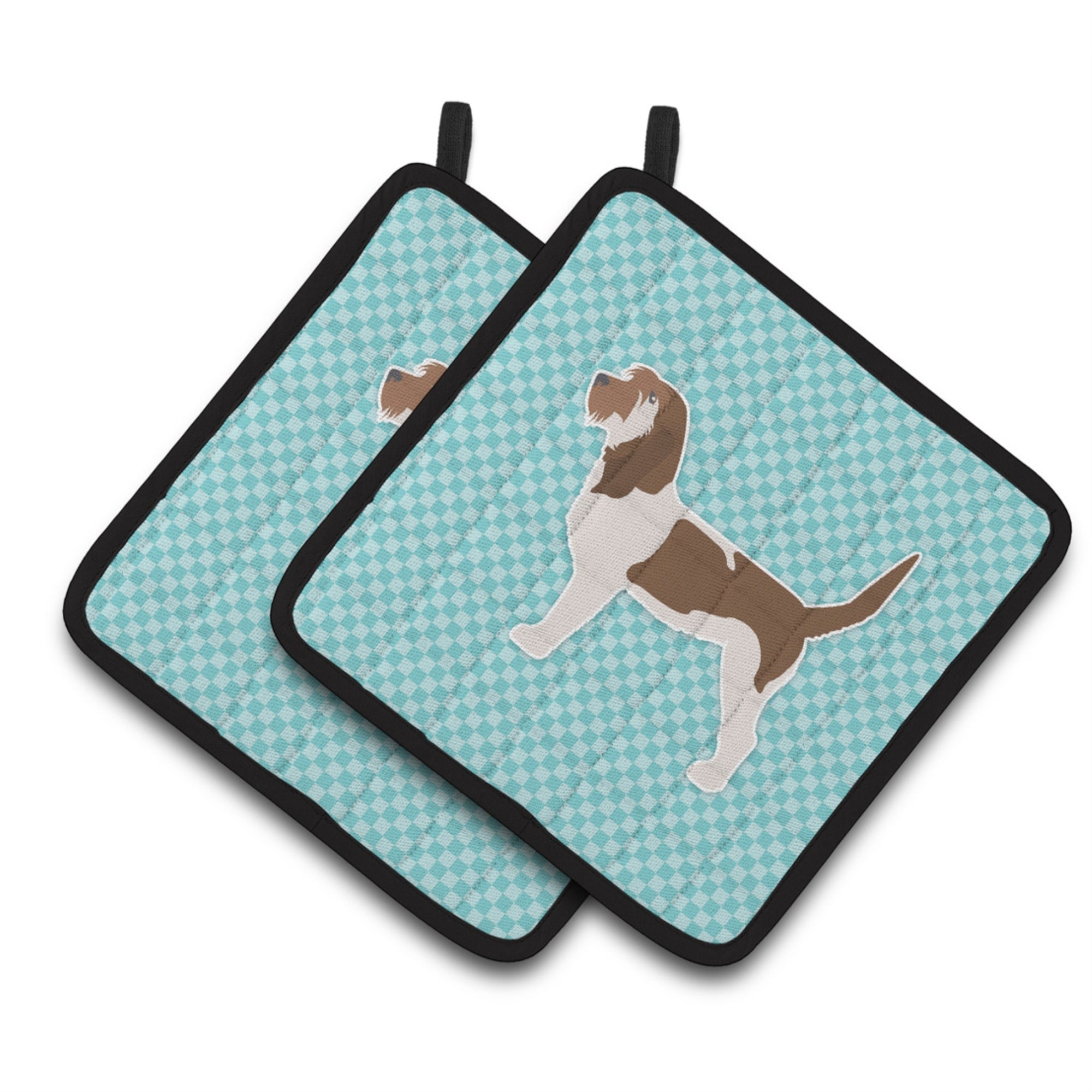 'Caroline'S Treasures Grand Basset Griffon Vendeen Checkerboard Blue Pair Of Pot Holders Bb3690Pthd, 7.5Hx7.5W, Multicolor''