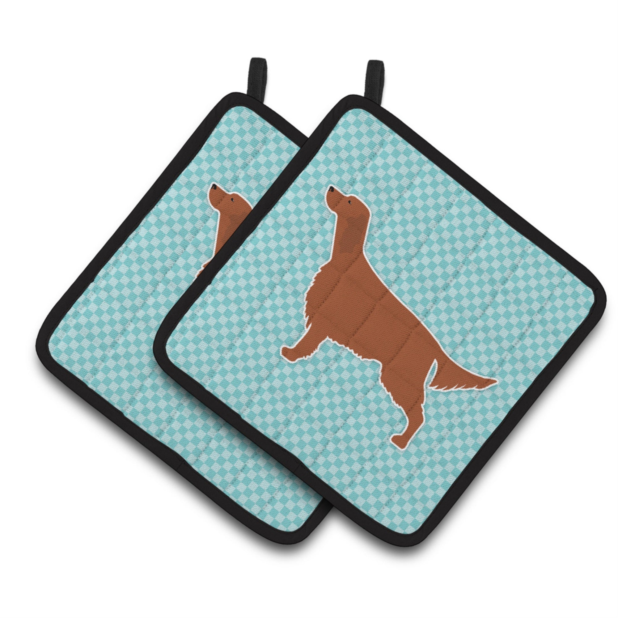 'Caroline'S Treasures Irish Setter Checkerboard Blue Pair Of Pot Holders Bb3693Pthd, 7.5Hx7.5W, Multicolor''