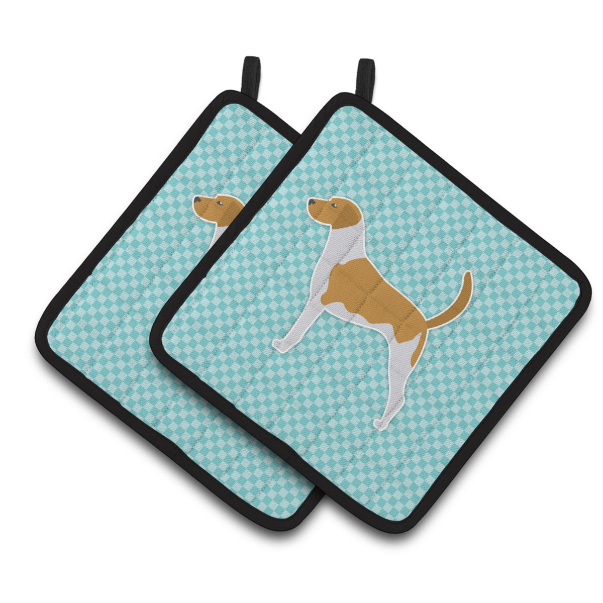 'Caroline'S Treasures American Foxhound Checkerboard Blue Pair Of Pot Holders Bb3698Pthd, 7.5Hx7.5W, Multicolor''