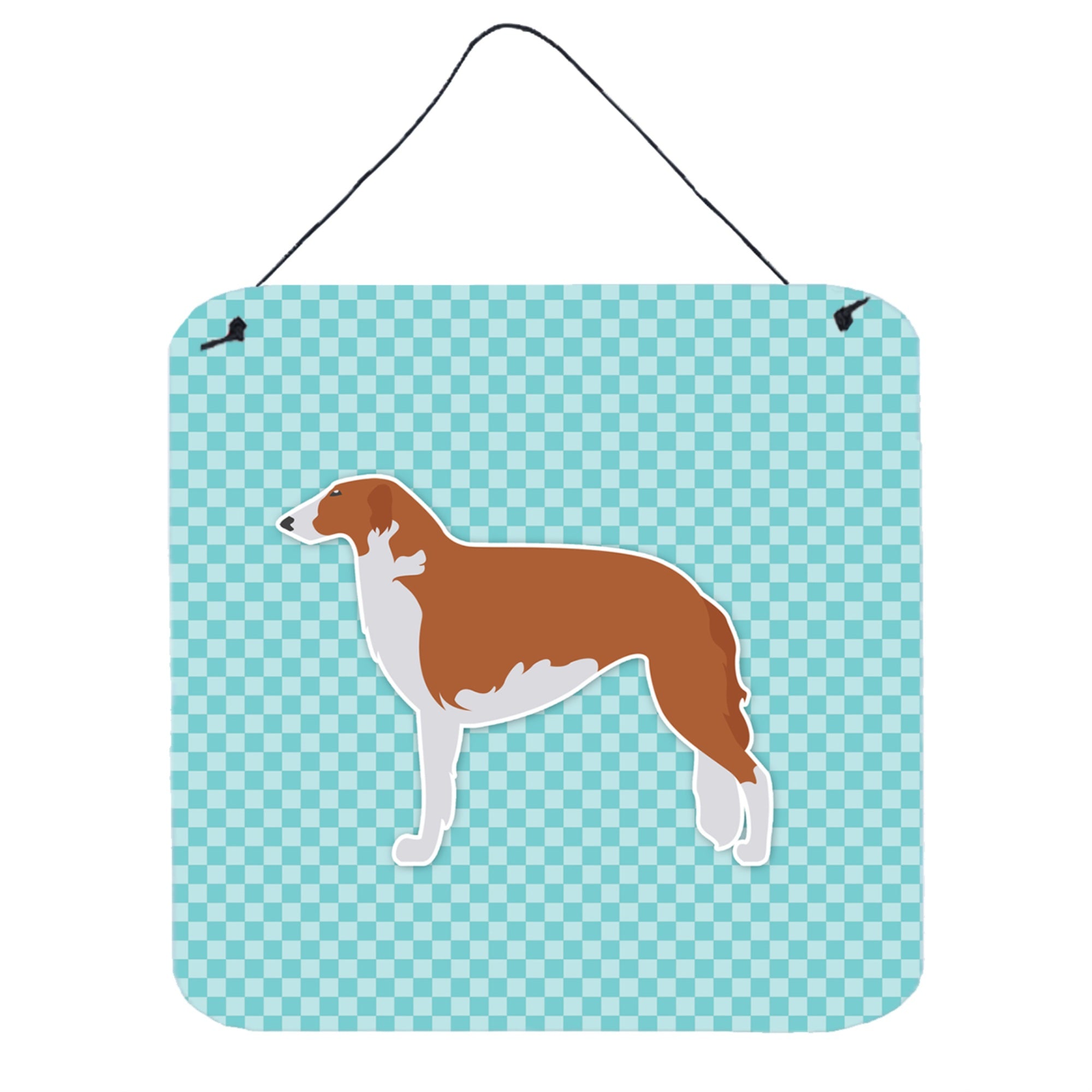 'Caroline'S Treasures Borzoi Russian Greyhound Checkerboard Blue Wall Or Door Hanging Prints Bb3699Ds66, 6'''' X 6'''', Multico