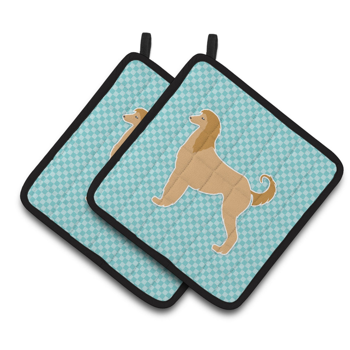 'Caroline'S Treasures Afghan Hound Checkerboard Blue Pair Of Pot Holders Bb3706Pthd, 7.5Hx7.5W, Multicolor''