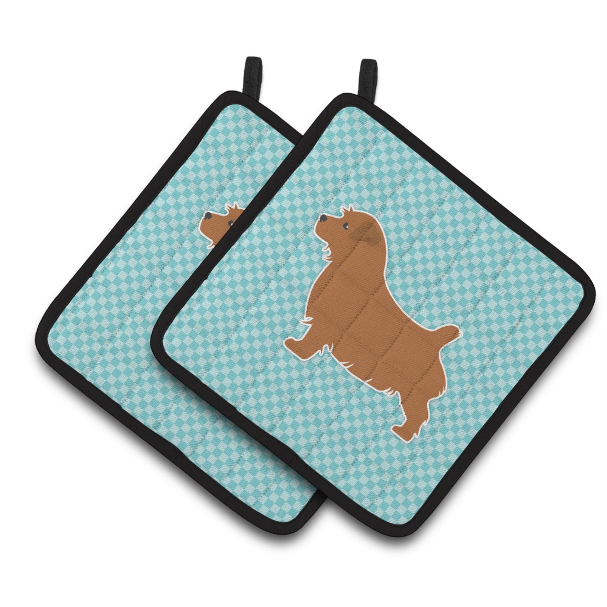 'Caroline'S Treasures Norfolk Terrier Checkerboard Blue Pair Of Pot Holders Bb3709Pthd, 7.5Hx7.5W, Multicolor''