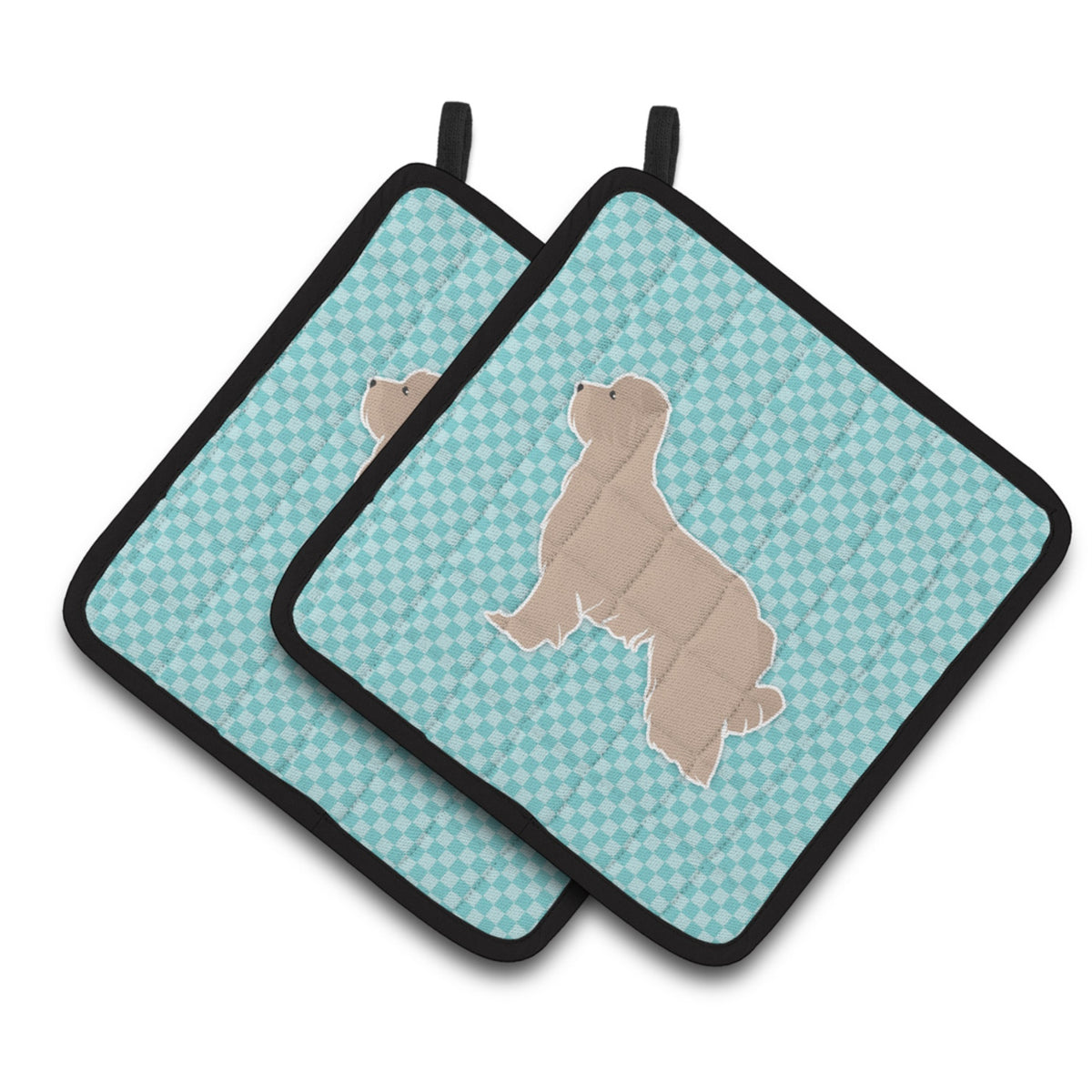 'Caroline'S Treasures Pyrenean Shepherd Checkerboard Blue Pair Of Pot Holders Bb3718Pthd, 7.5Hx7.5W, Multicolor''