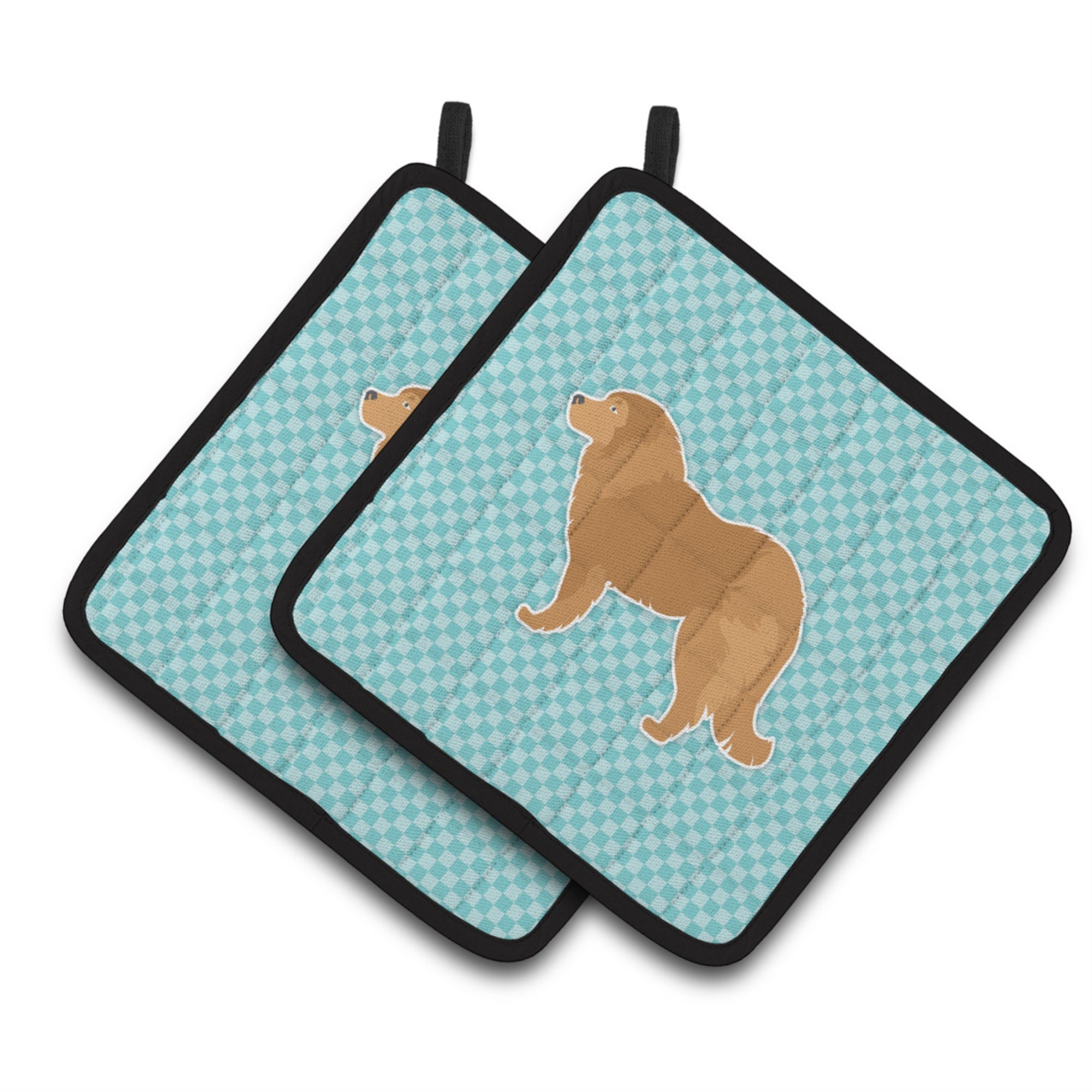 'Caroline'S Treasures Caucasian Shepherd Dog Checkerboard Blue Pair Of Pot Holders Bb3725Pthd, 7.5Hx7.5W, Multicolor''