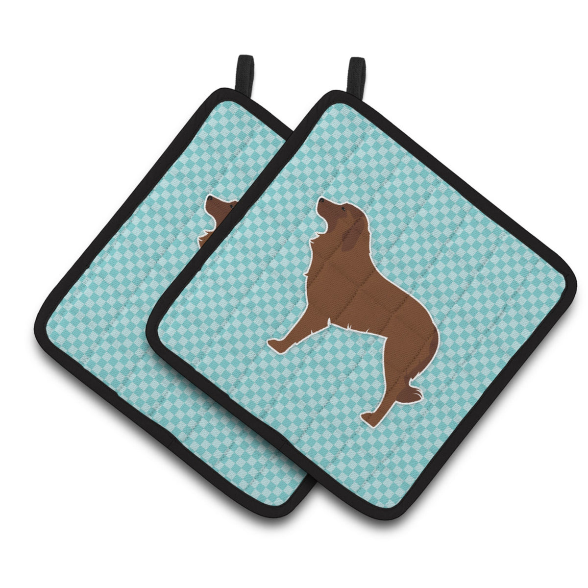 'Caroline'S Treasures Portuguese Sheepdog Dog Checkerboard Blue Pair Of Pot Holders Bb3731Pthd, 7.5Hx7.5W, Multicolor''