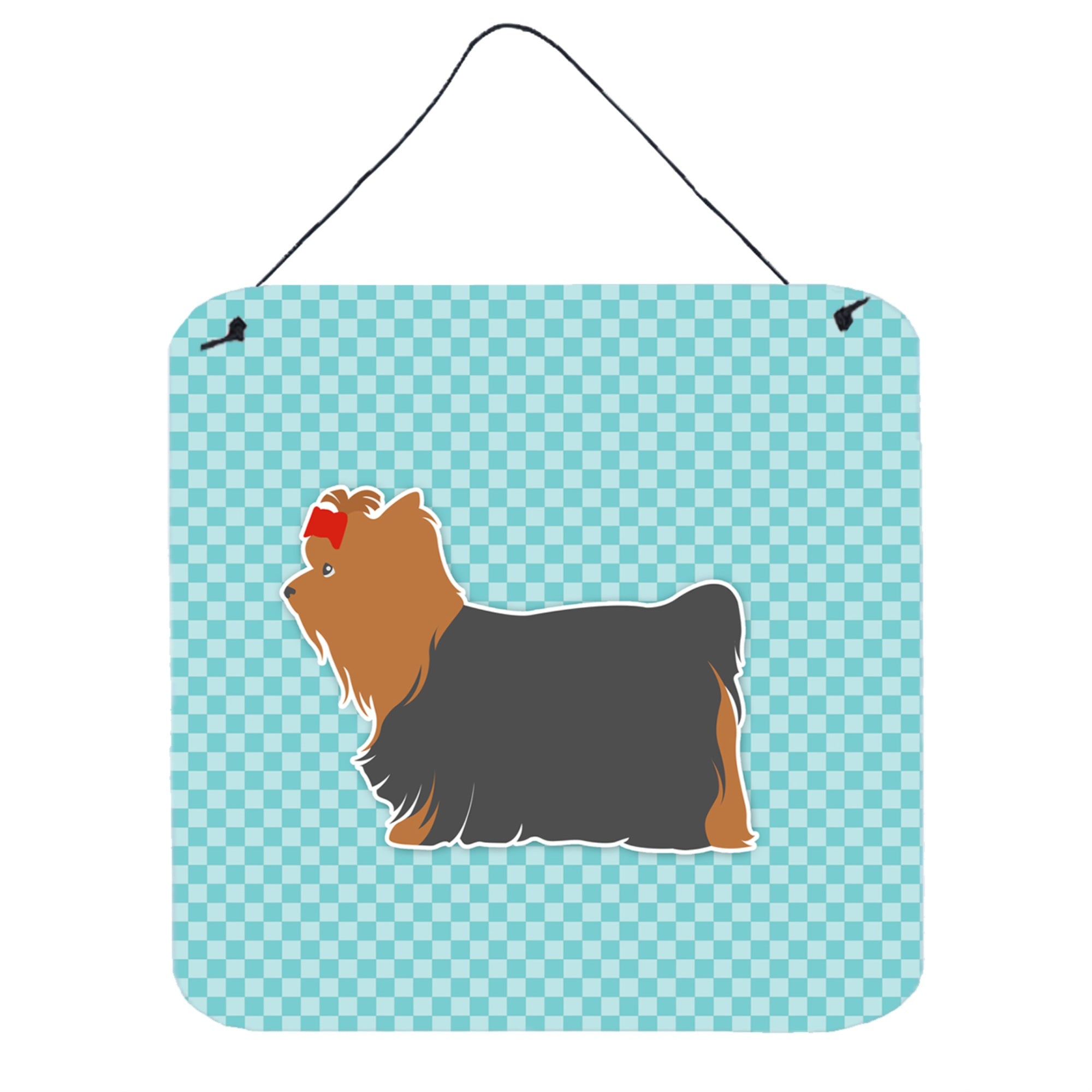 'Caroline'S Treasures Yorkshire Terrier Yorkie Checkerboard Blue Wall Or Door Hanging Prints Bb3734Ds66, 6'''' X 6'''', Multico